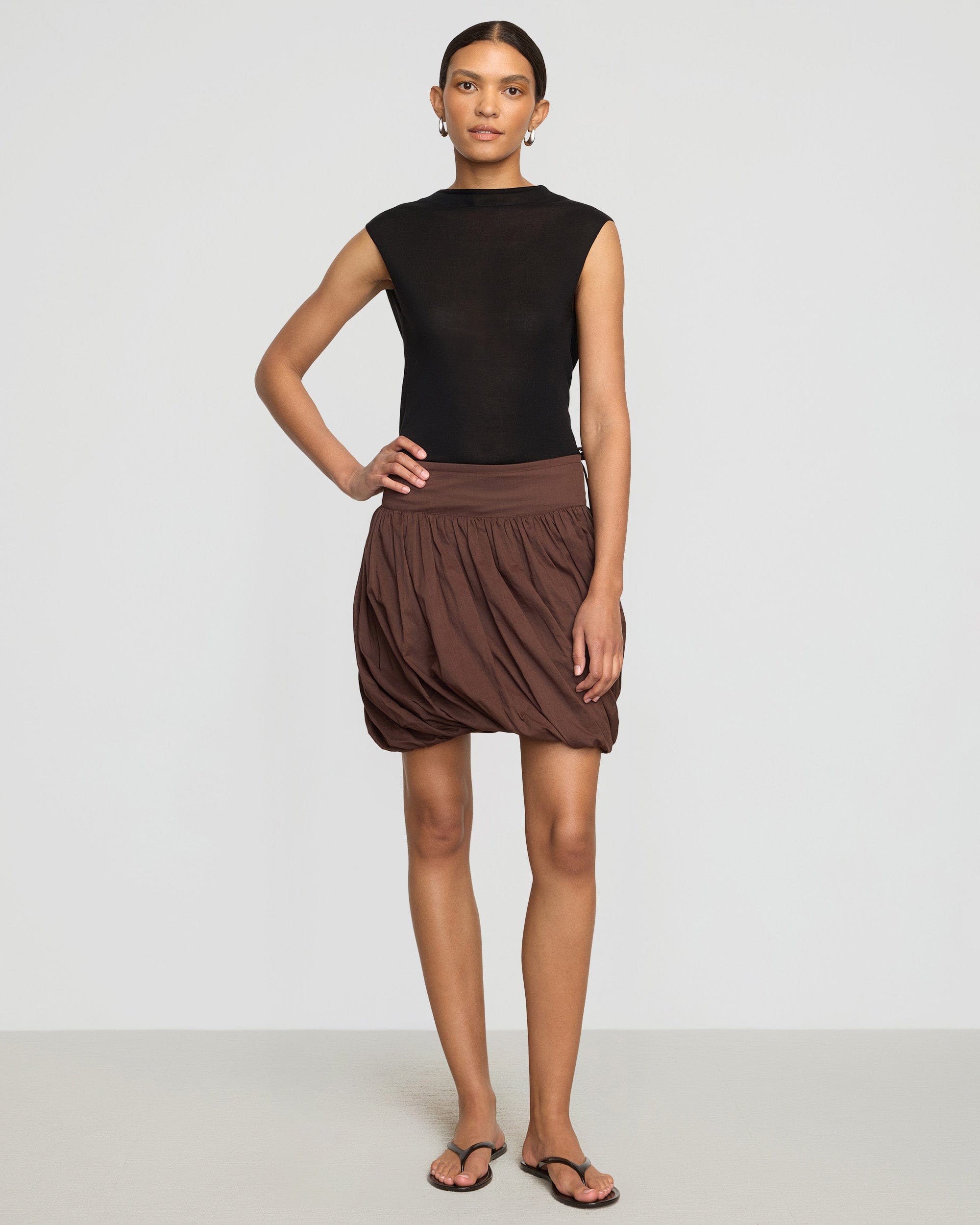 Vallo Semi-Sheer Cowl-Back Knit Blouse - Image 6