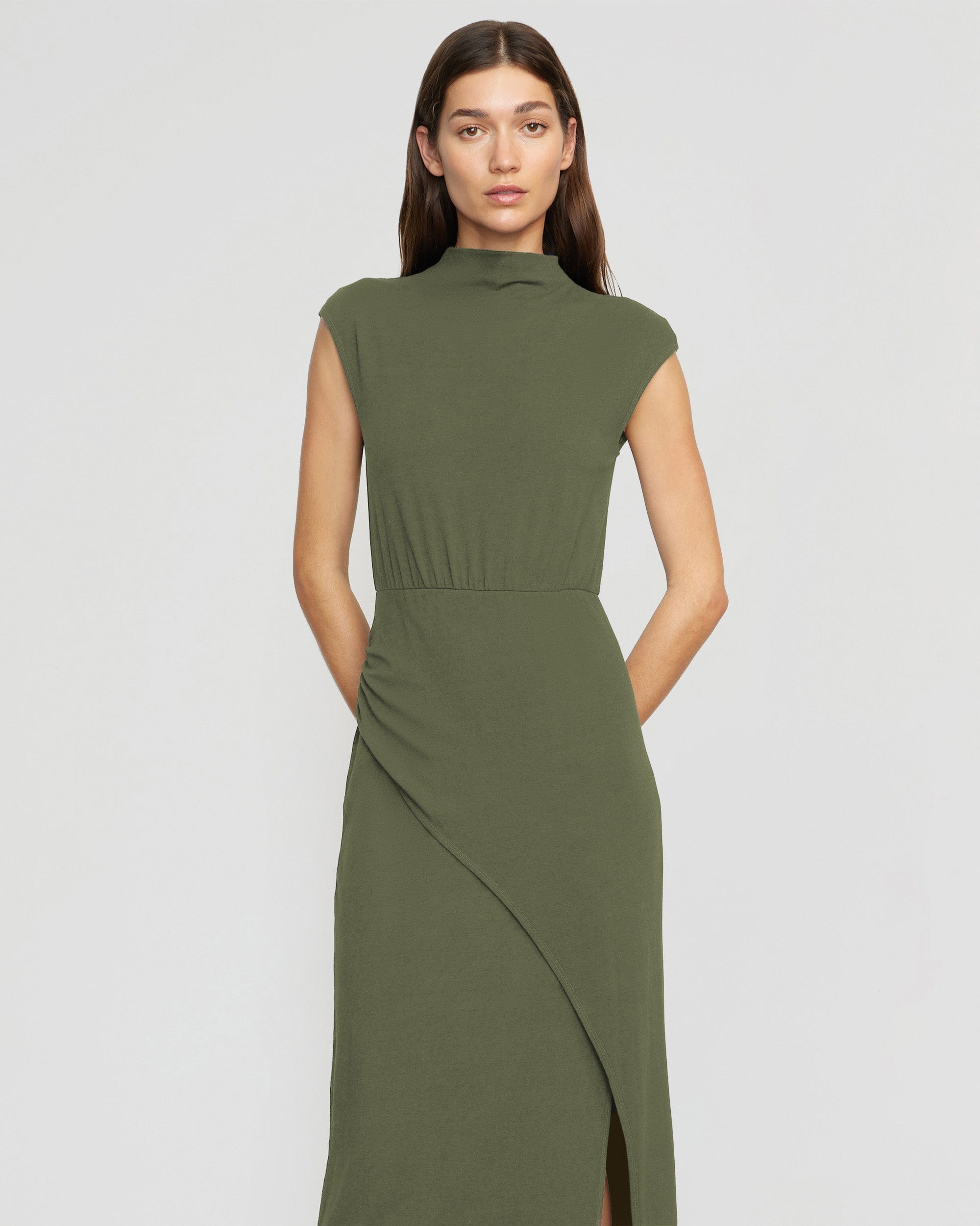 Yimei Mock-Neck Side-Slit Dress - Image 5