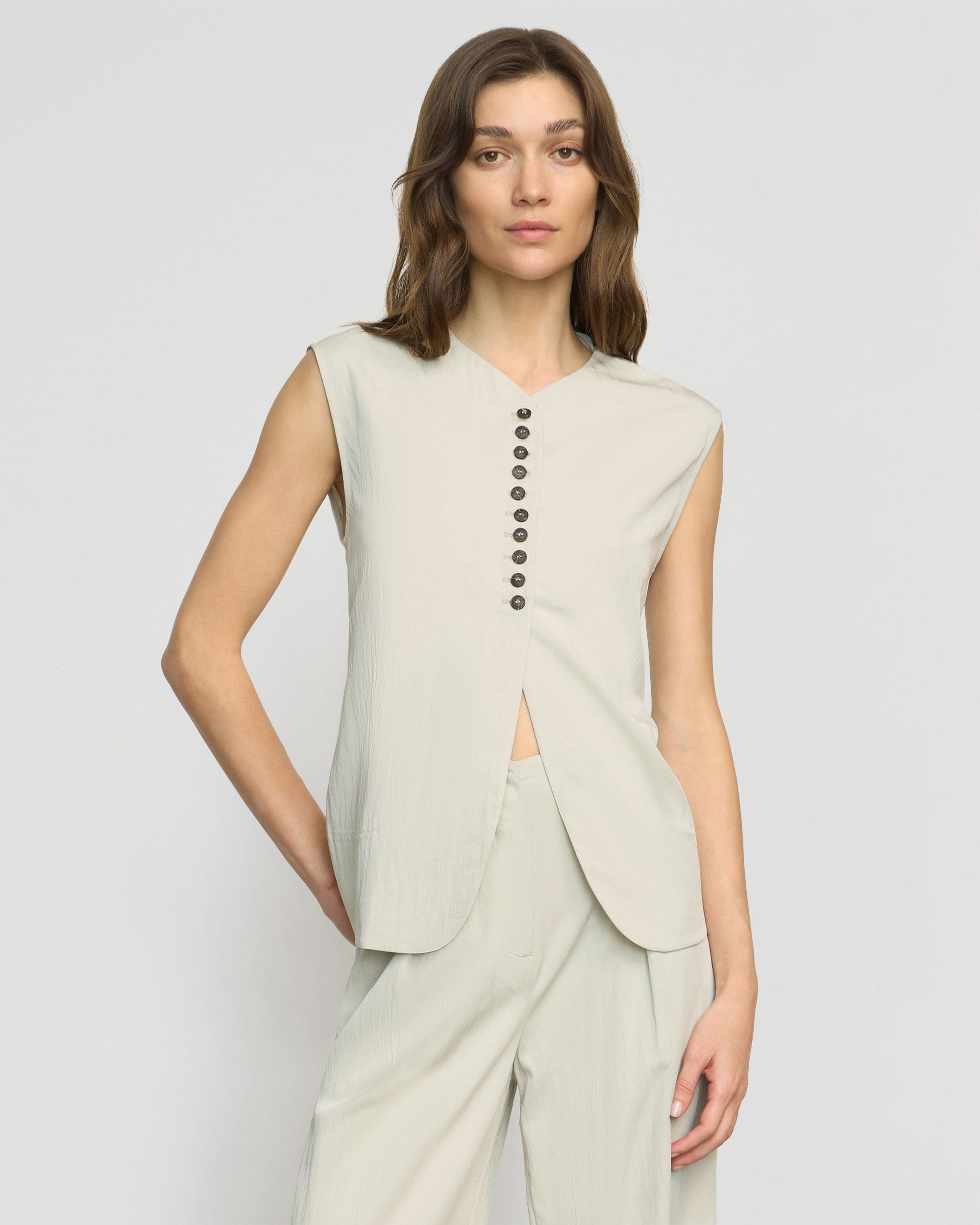 Zhou Tie-Back Button Vest - Image 2