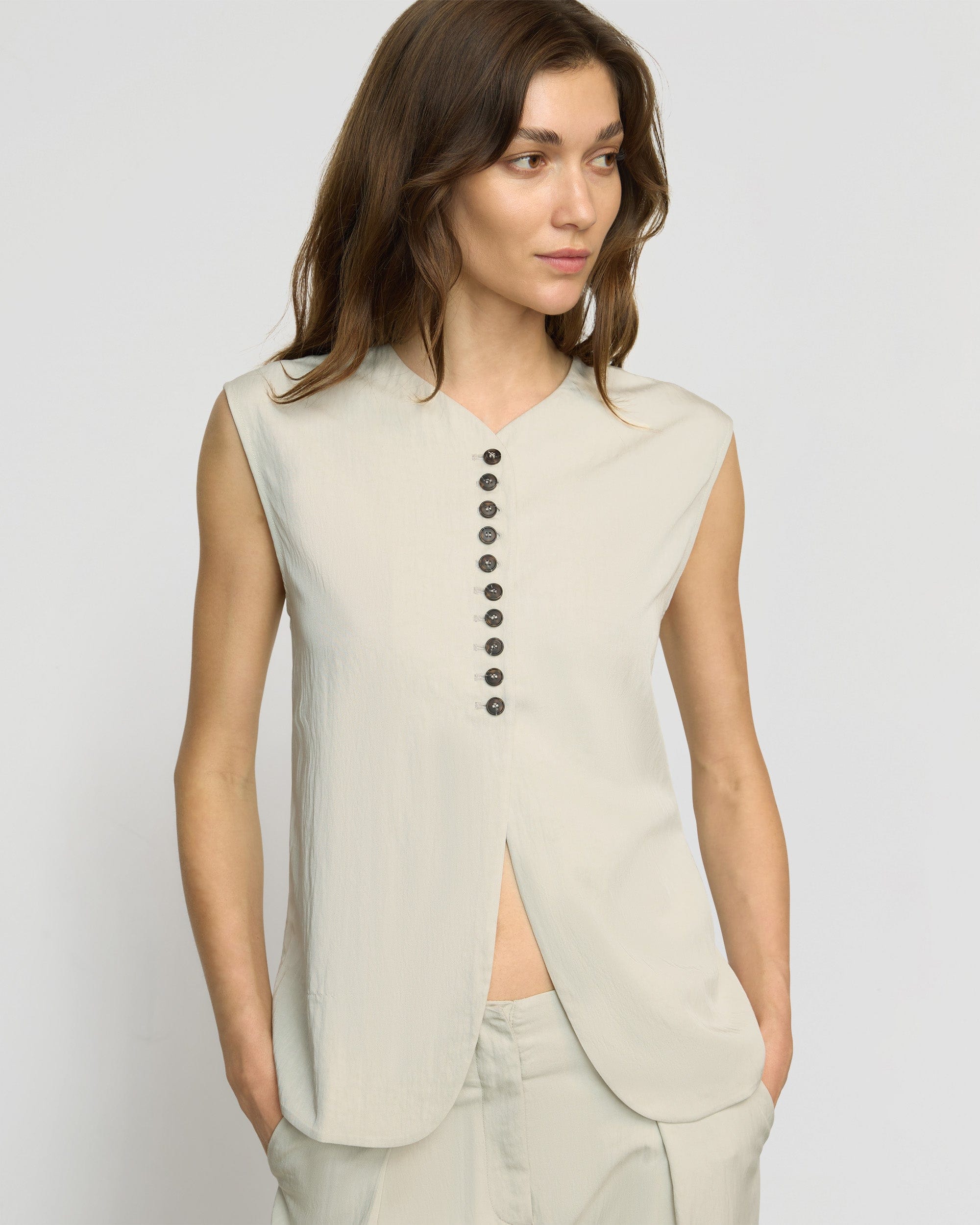 Zhou Tie-Back Button Vest - Image 4