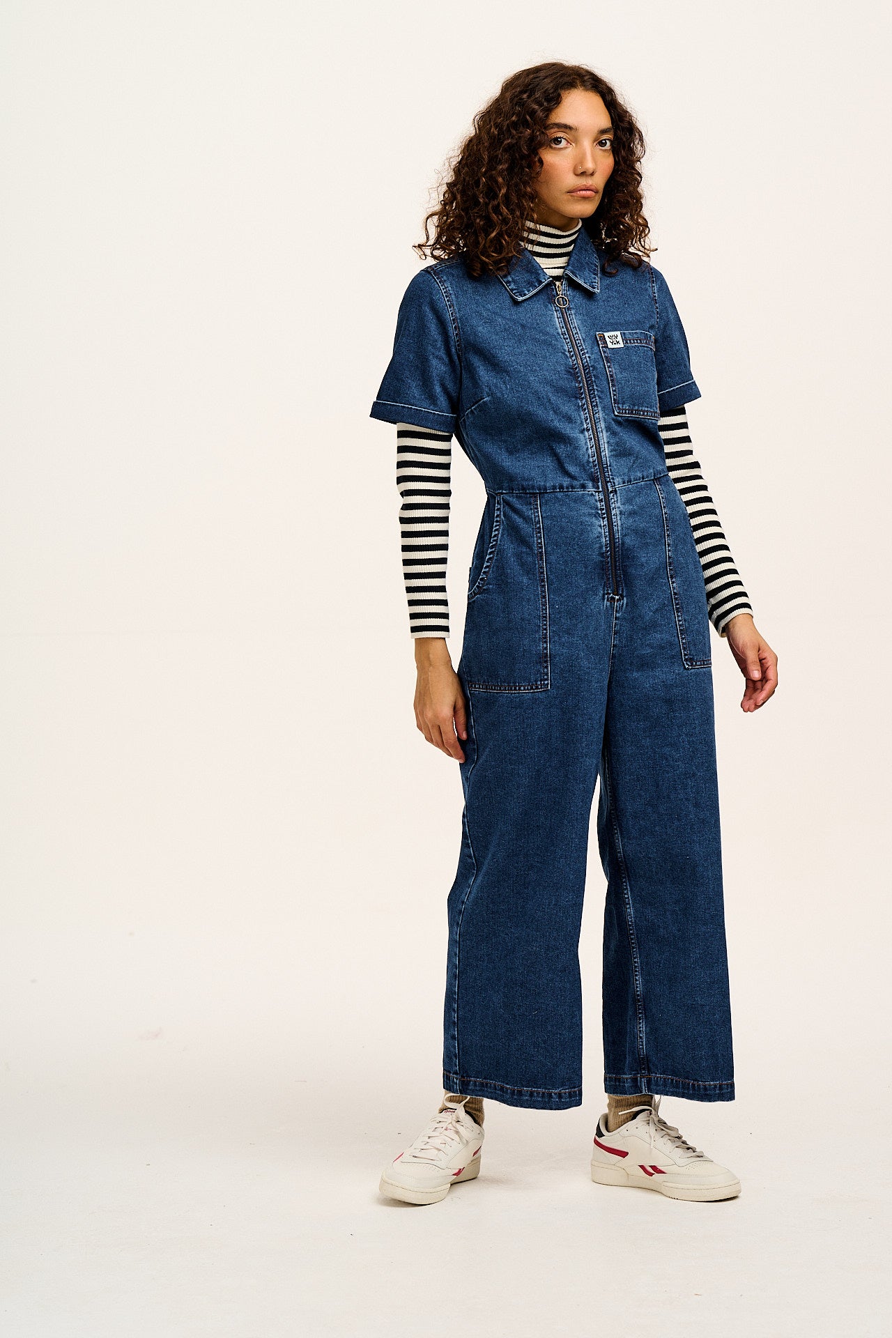 Aiden - Roll Neck Knitted Cotton Top in Black & White Stripe - Image 9