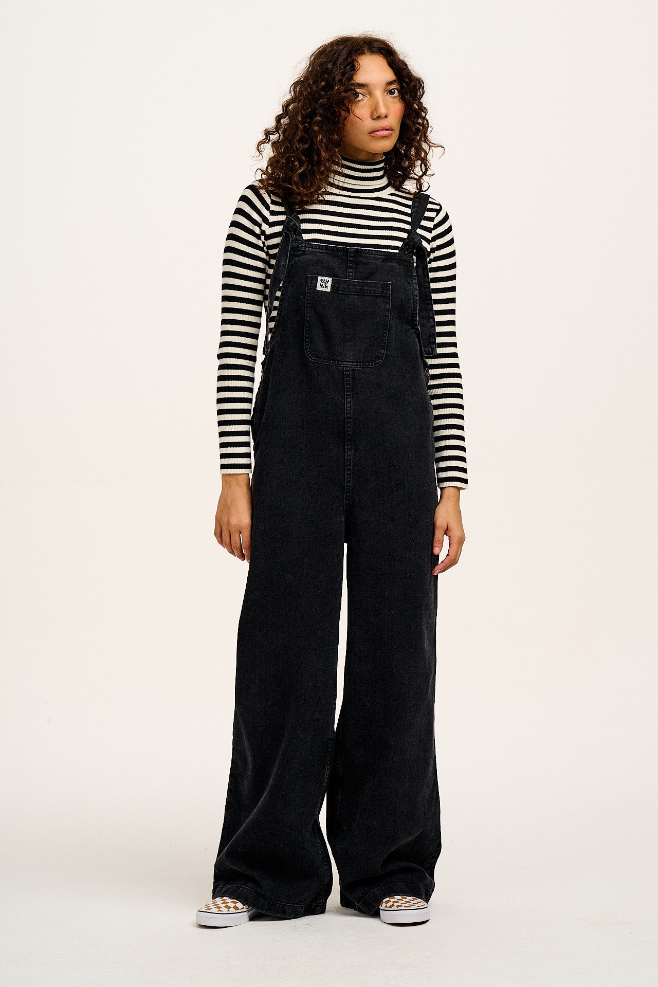 Aiden - Roll Neck Knitted Cotton Top in Black & White Stripe - Image 7