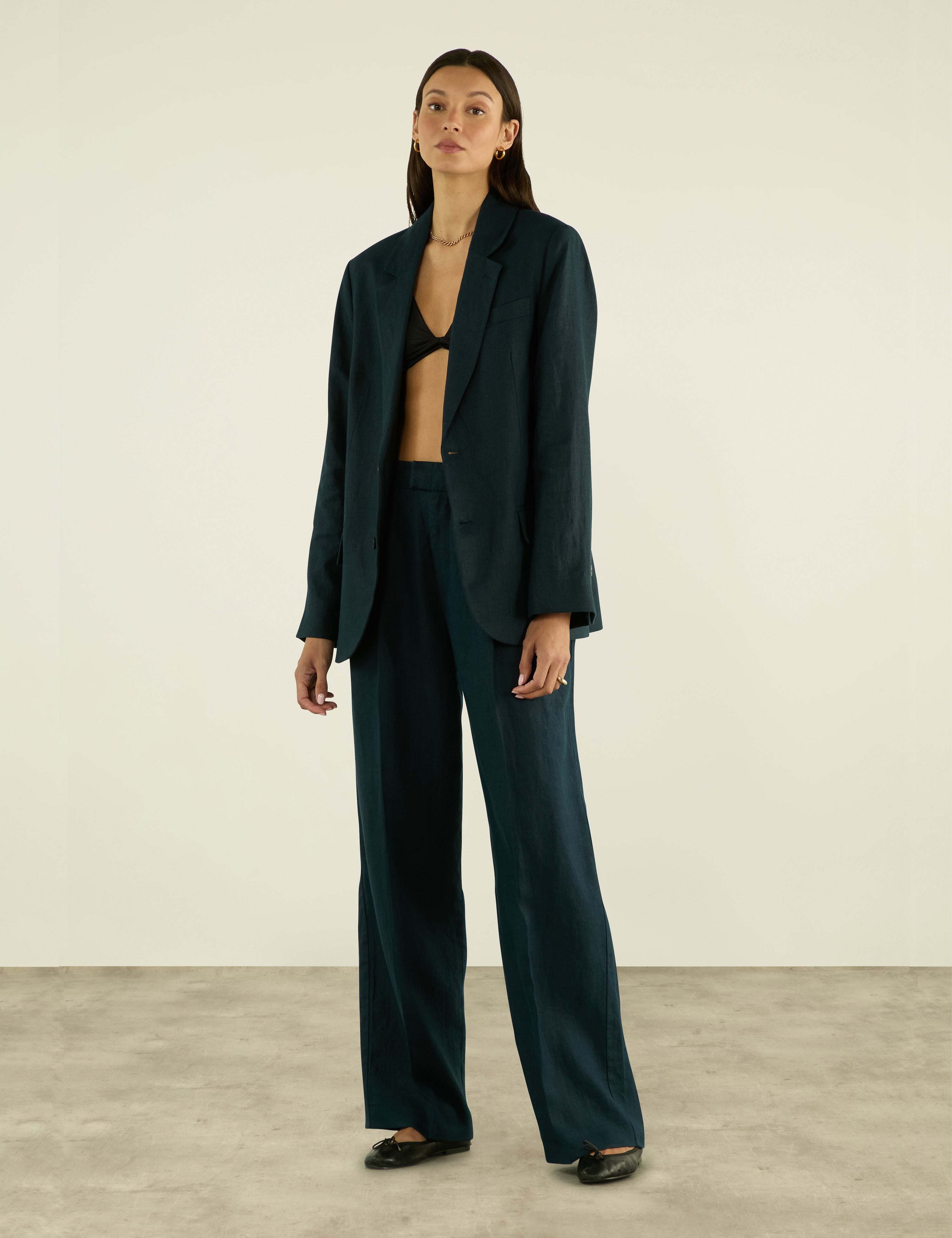 Hutton Blazer: Linen, Navy Blue - Image 2