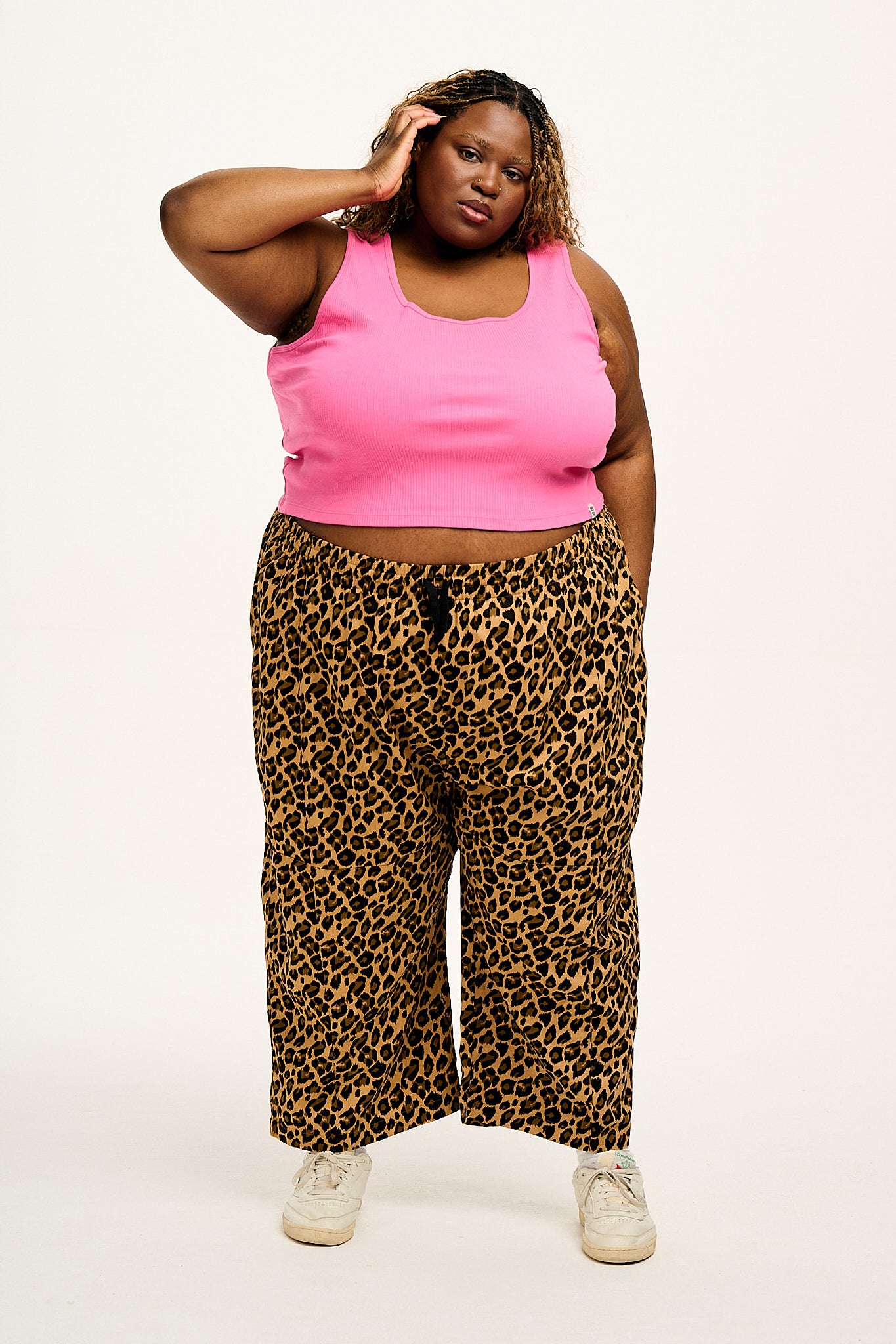Chuck - Wide Leg Cotton Trousers in Leopard Print - Image 14