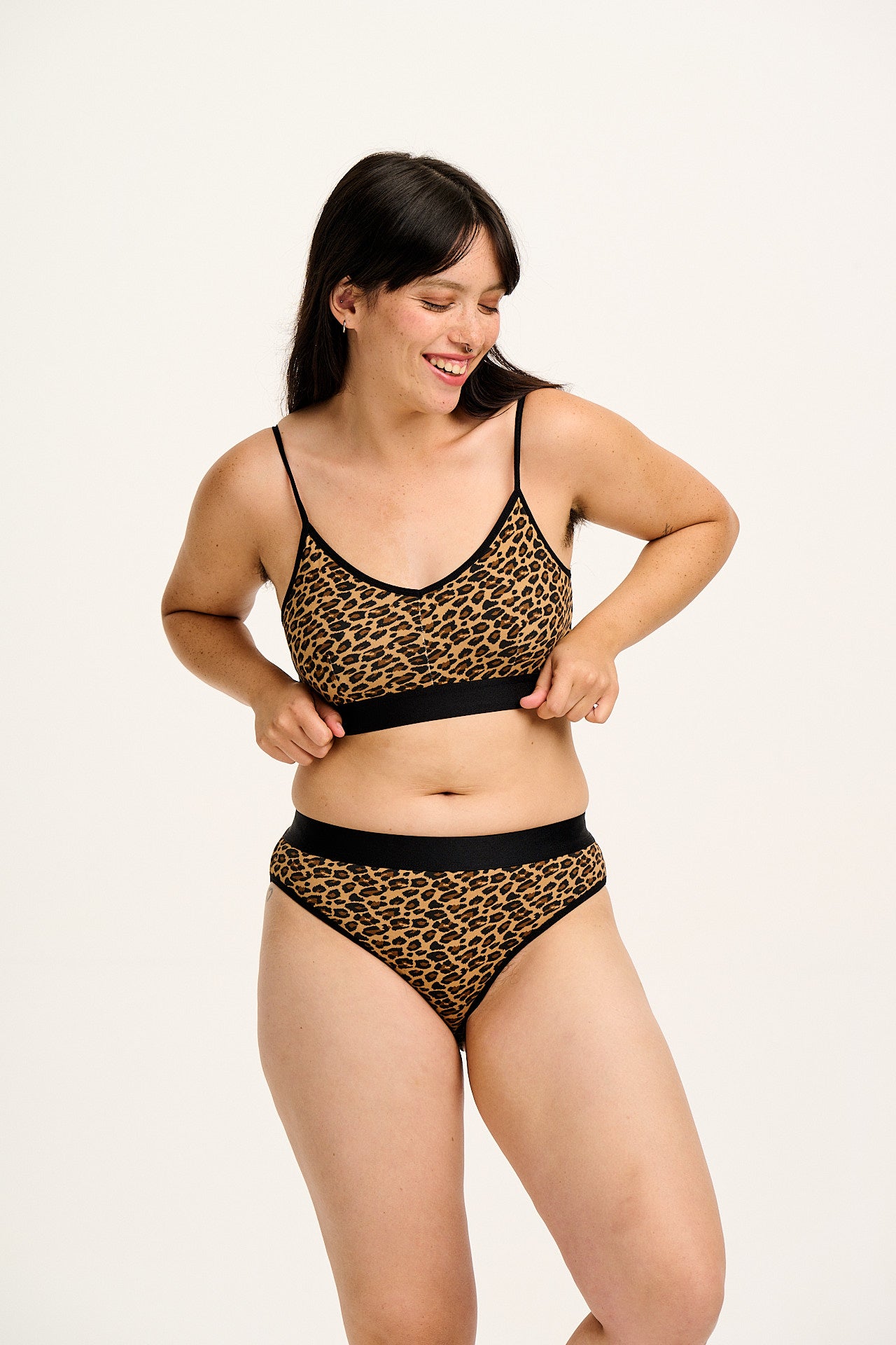 Ruby - Crop Top Cotton & Bamboo Bralette in Leopard Print - Image 2