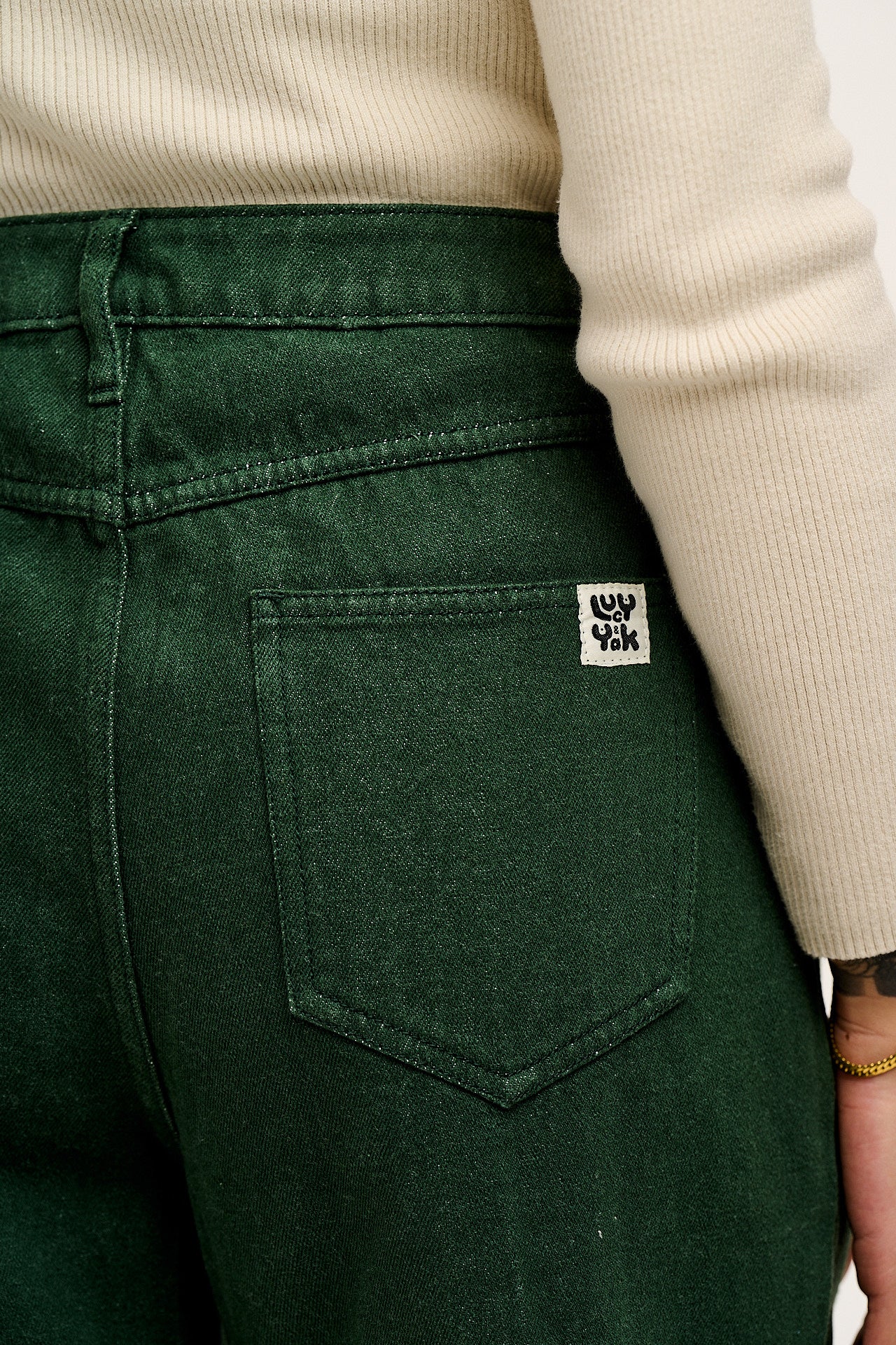 Drew - Cropped Straight Leg Denim Jeans in Posy Green - Image 5