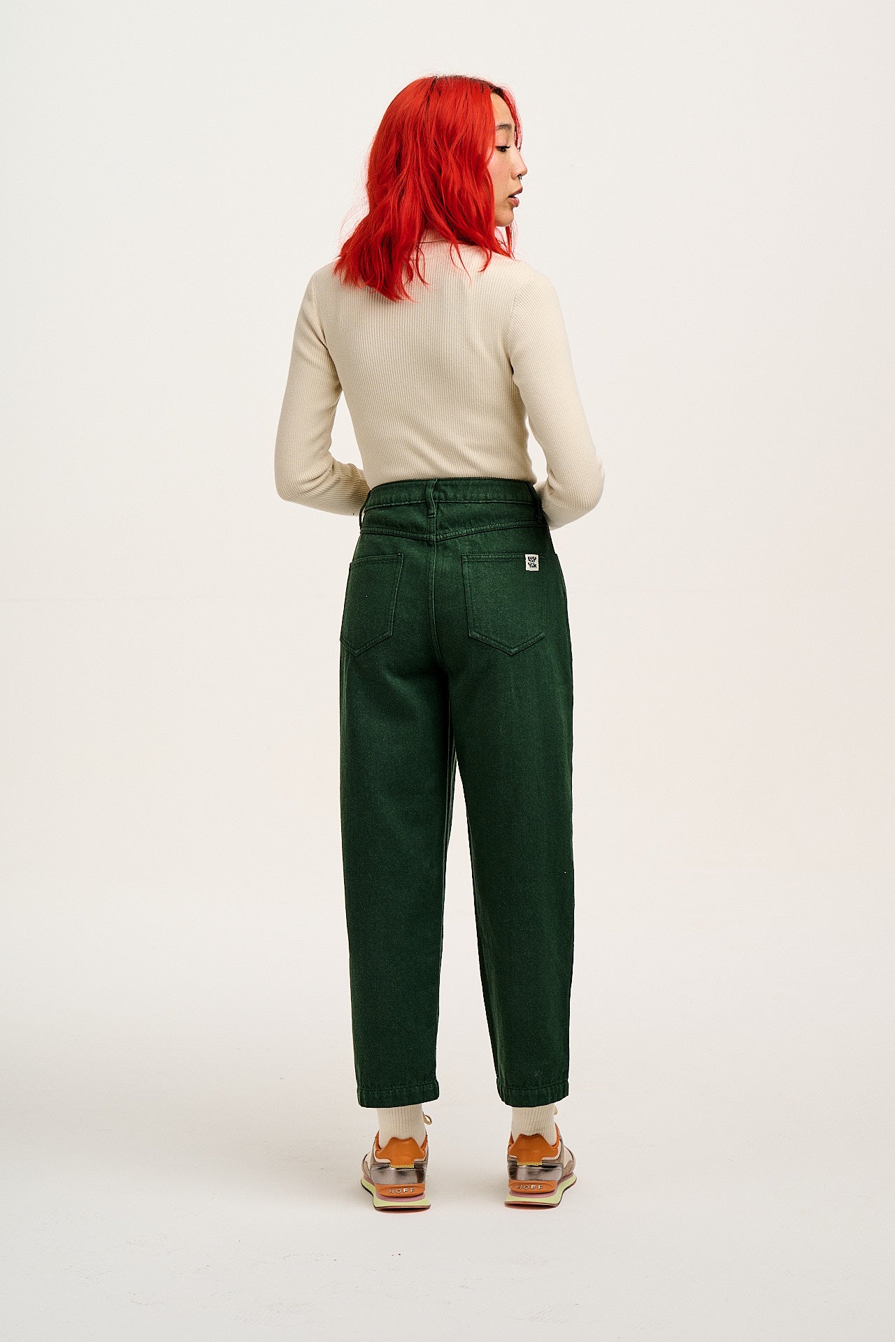 Drew - Cropped Straight Leg Denim Jeans in Posy Green - Image 6
