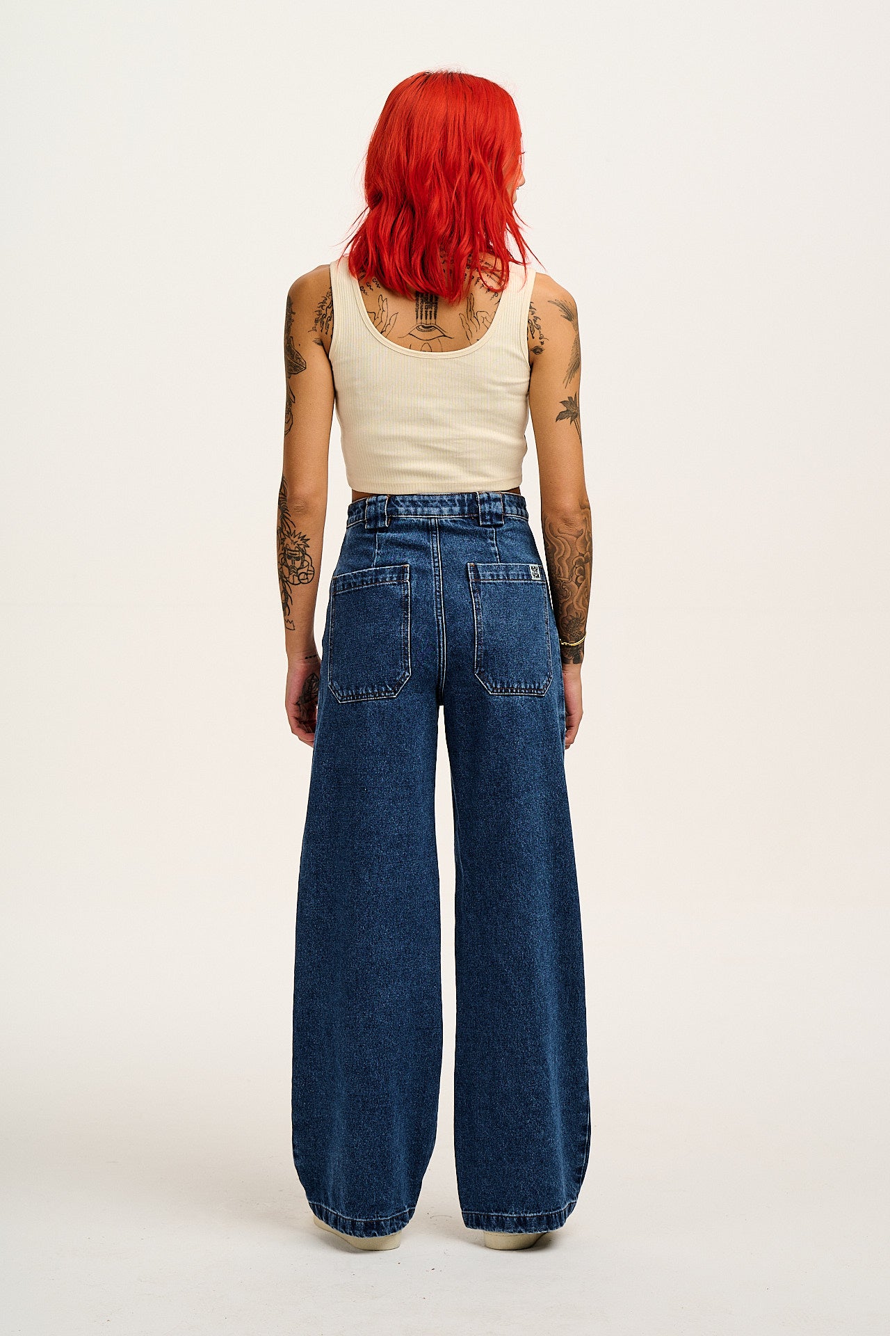 Delores - Wide Leg Denim Jeans in Mid Wash Blue - Image 6