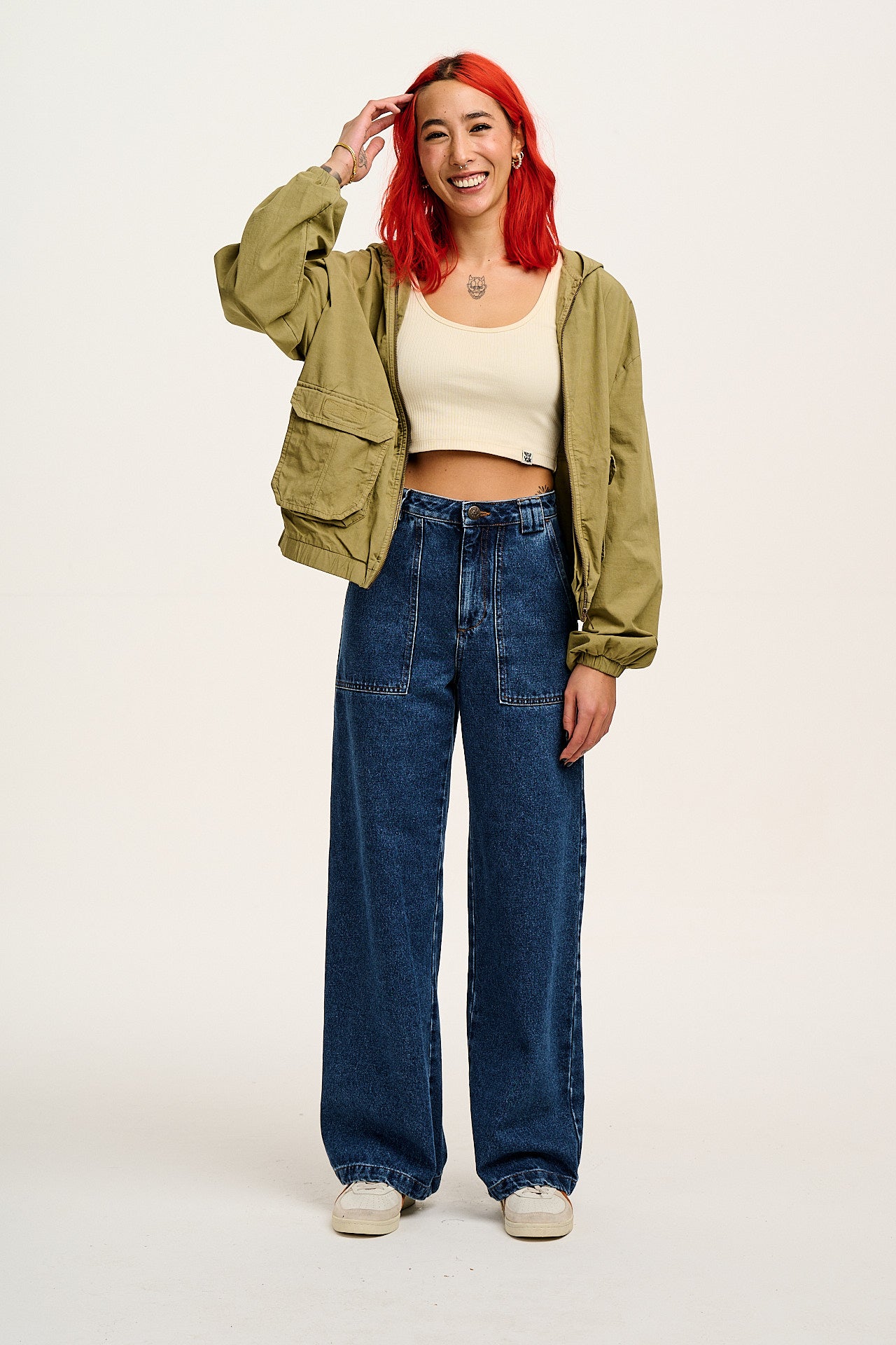 Delores - Wide Leg Denim Jeans in Mid Wash Blue - Image 10