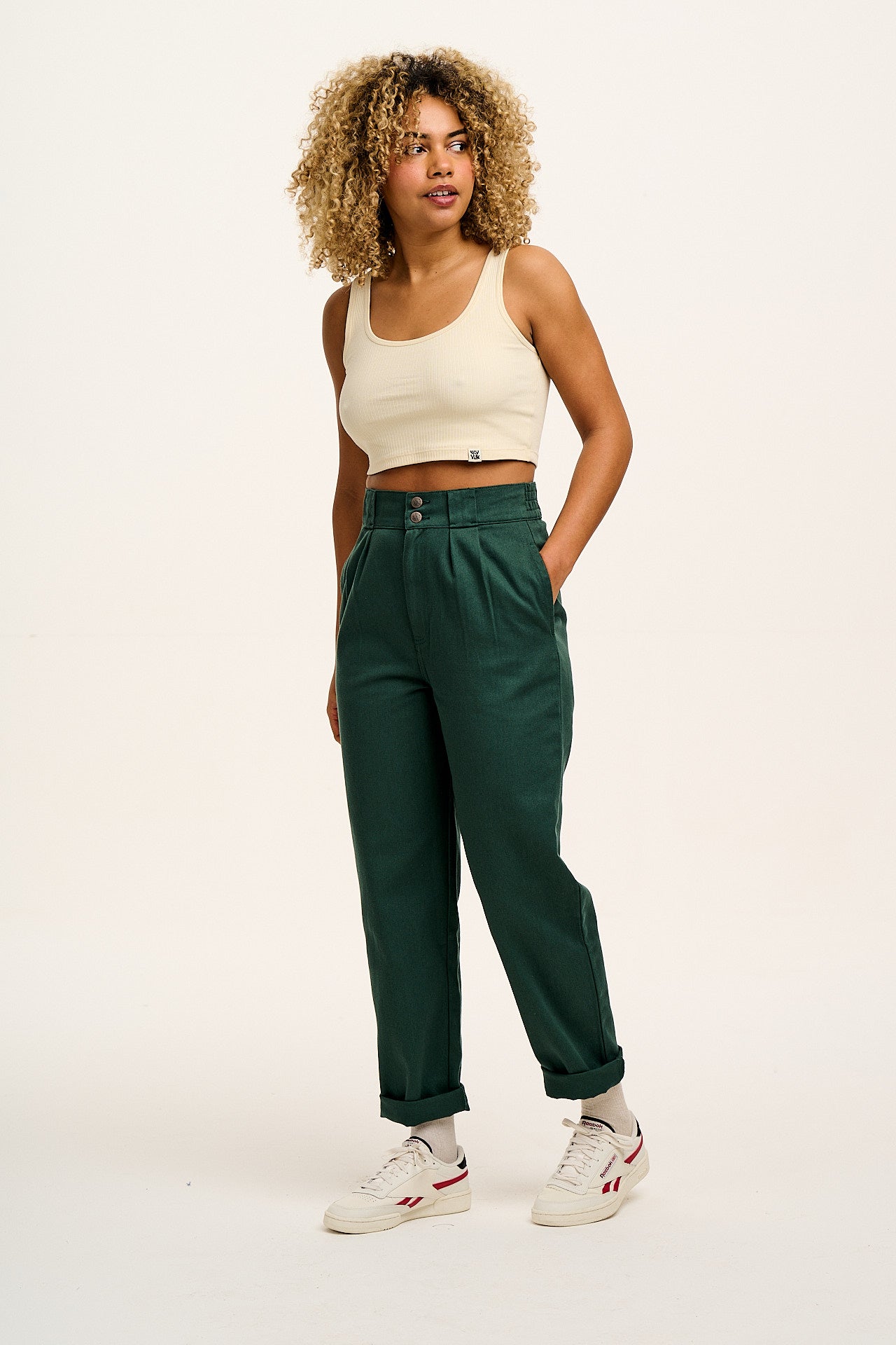 Addison - Cotton Jeans in Posy Green - Image 7