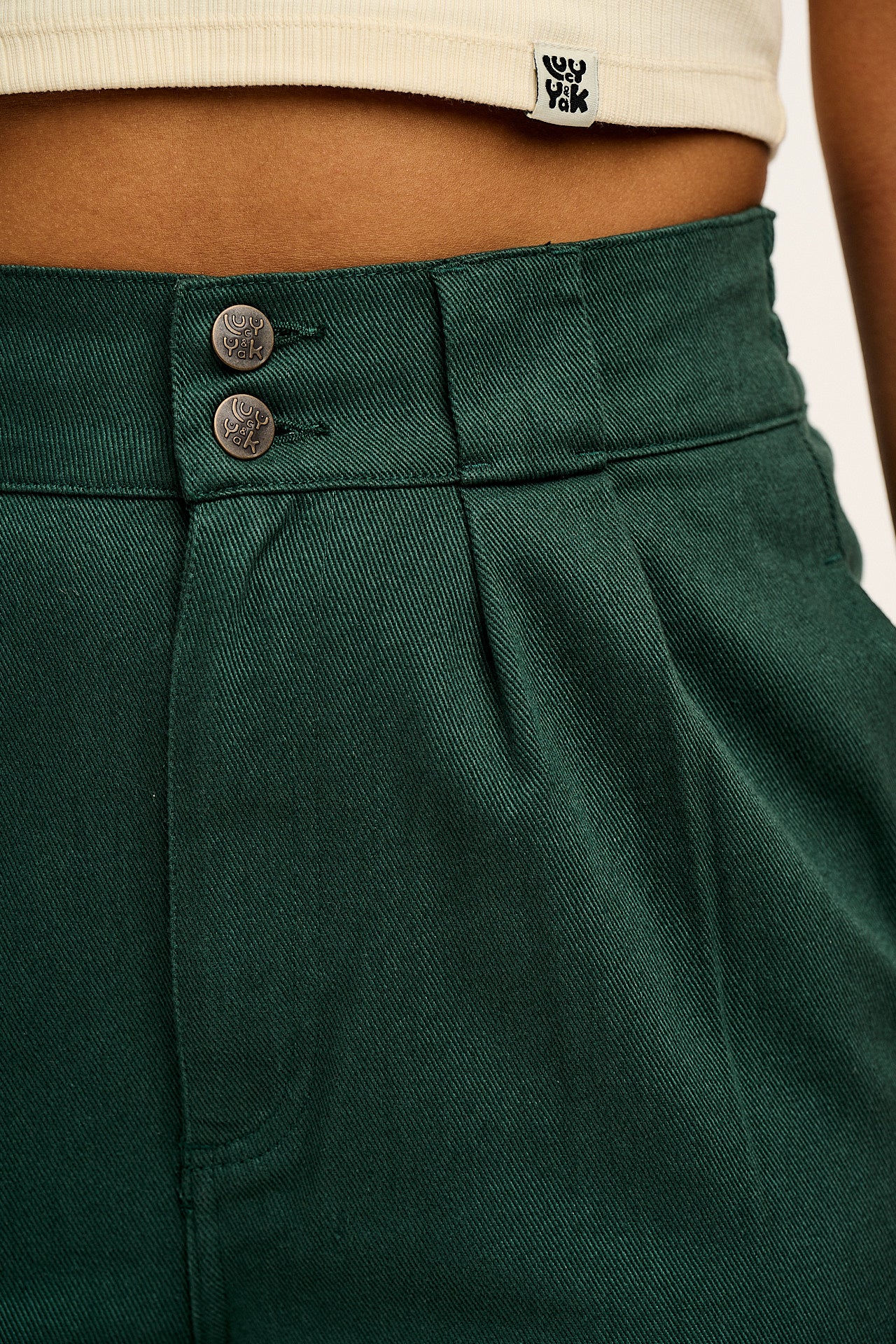 Addison - Cotton Jeans in Posy Green - Image 4