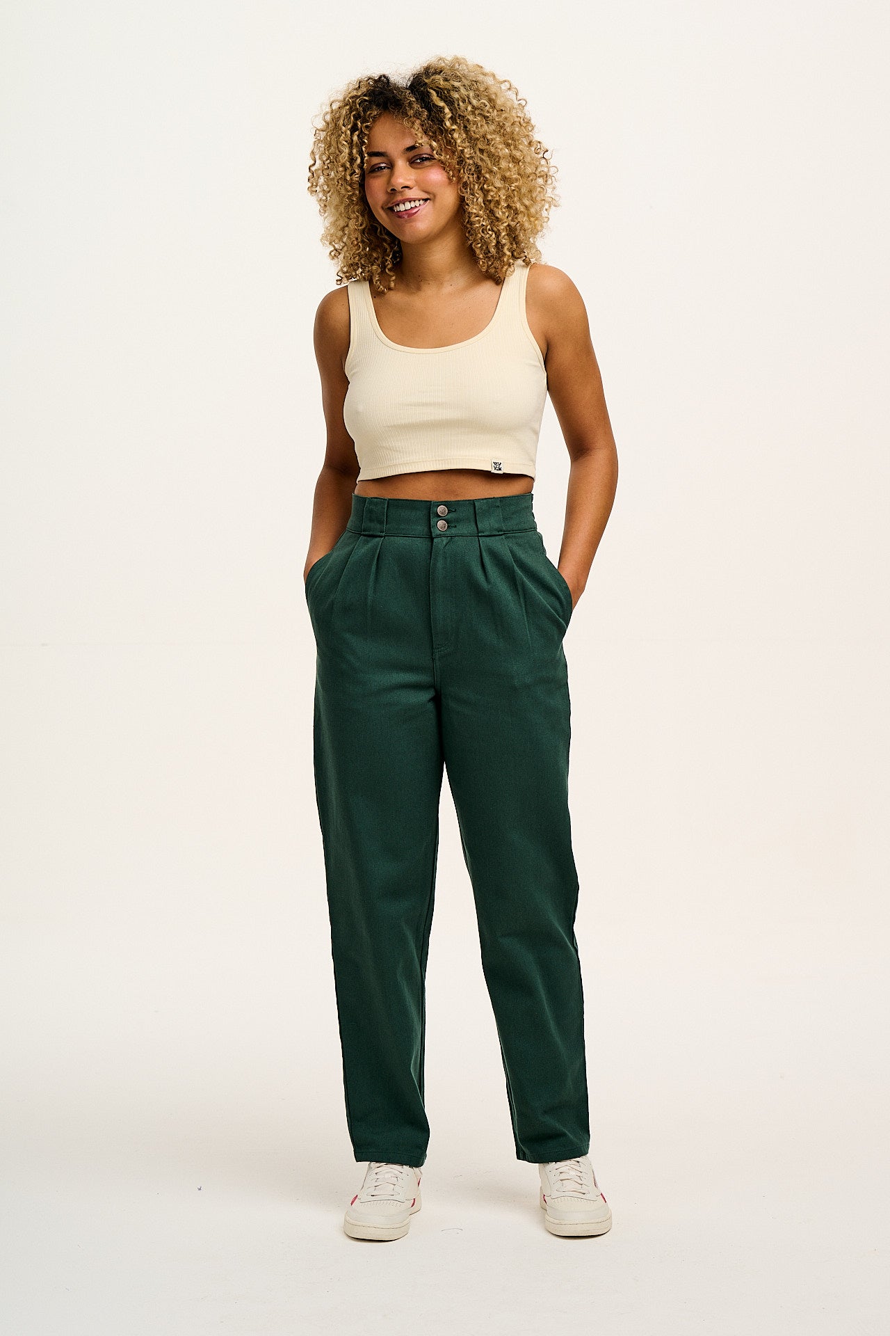 Addison - Cotton Jeans in Posy Green - Image 9