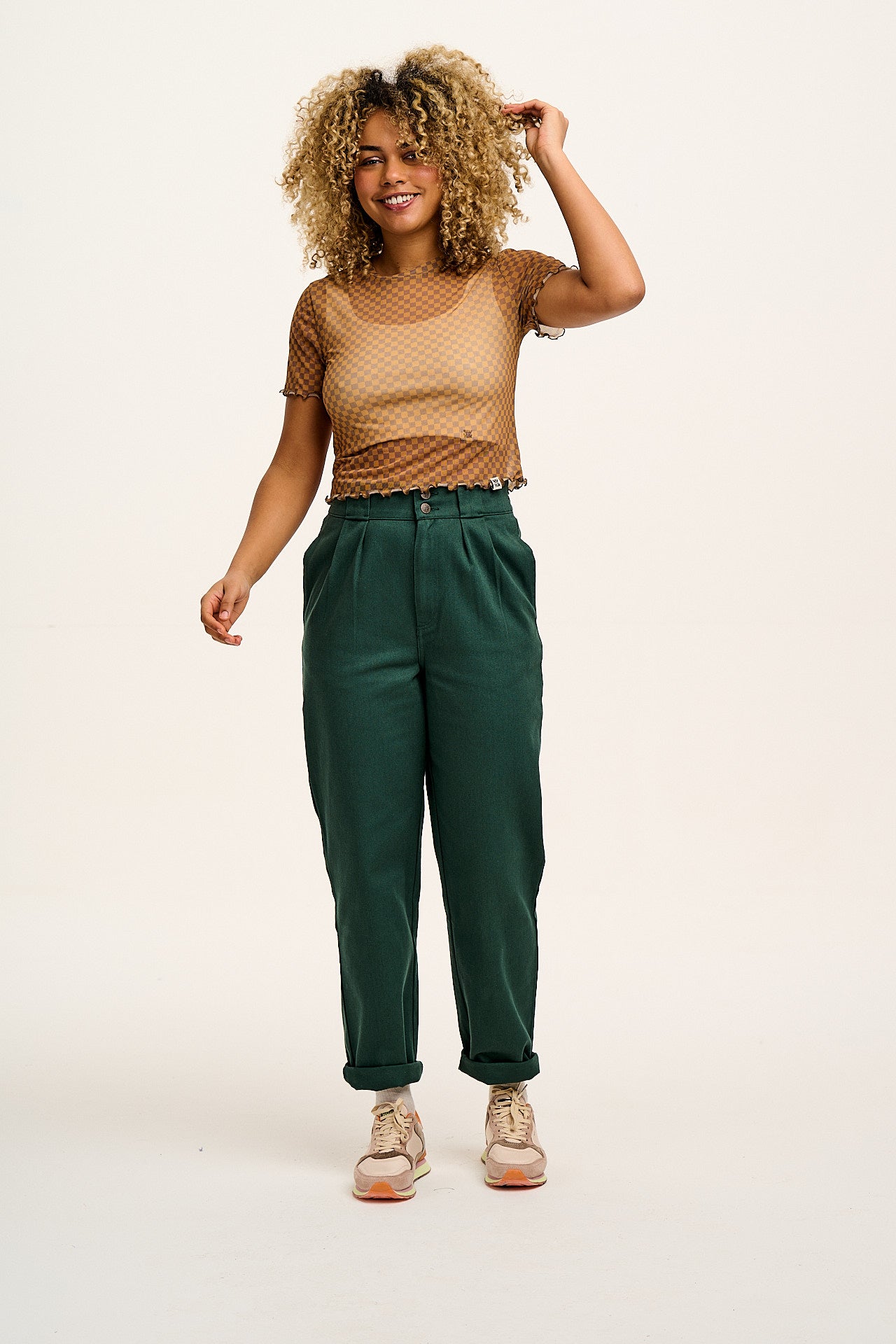 Addison - Cotton Jeans in Posy Green - Image 3