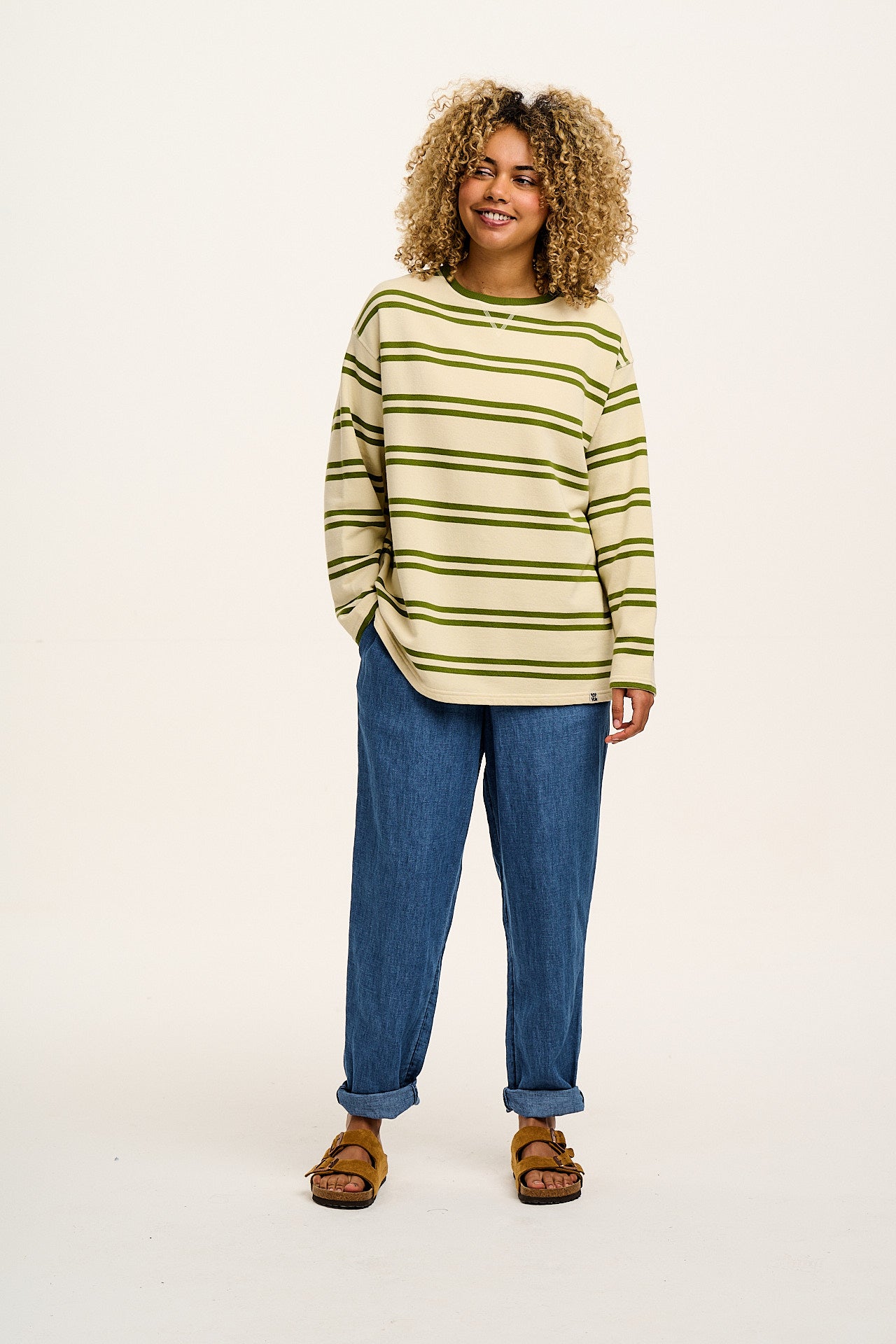 Alexa - Cotton & Hemp Trousers in Mid Wash Blue - Image 6