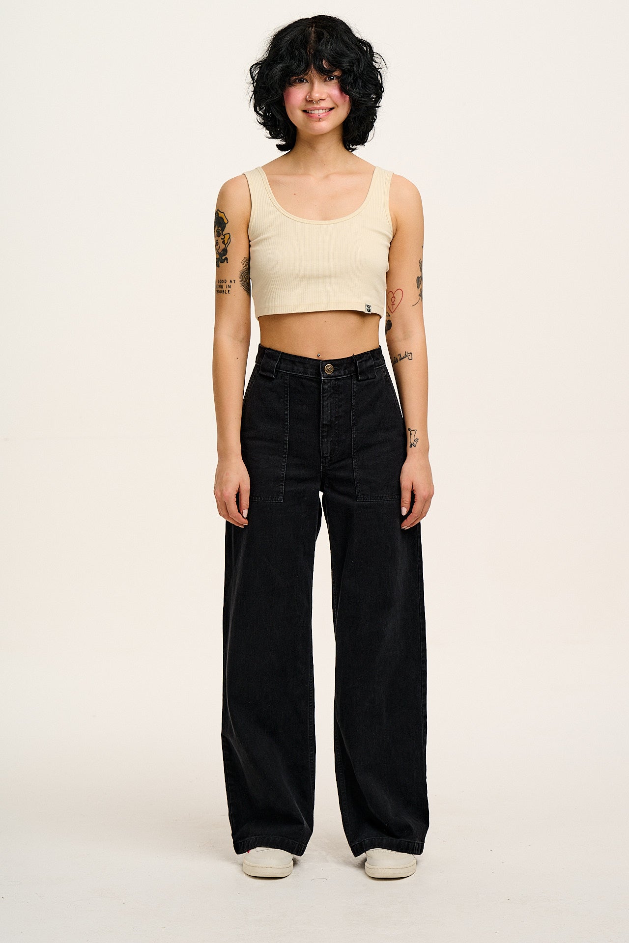 Delores - Wide Leg Denim Jeans Washed Black - Image 5