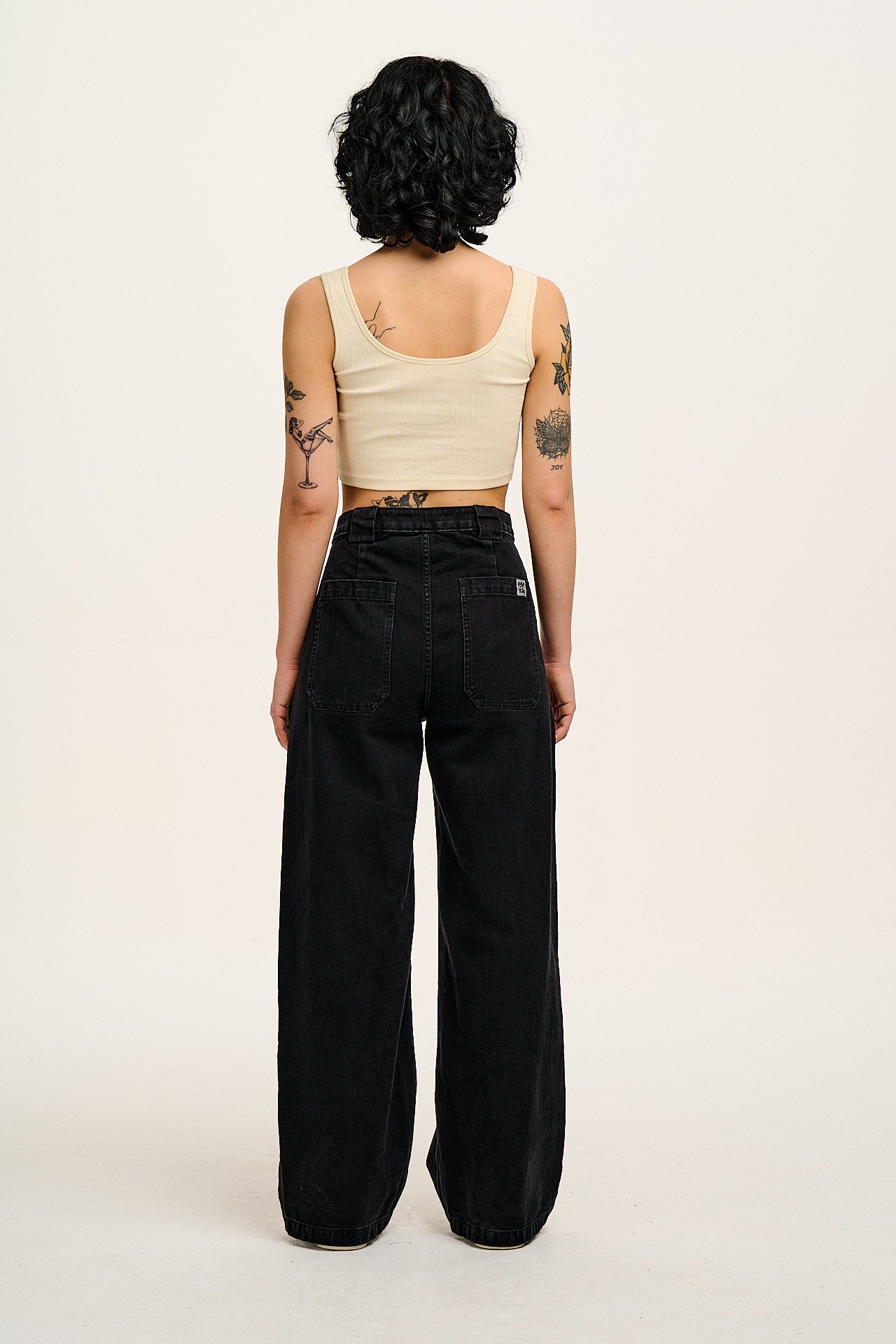 Delores - Wide Leg Denim Jeans Washed Black - Image 6