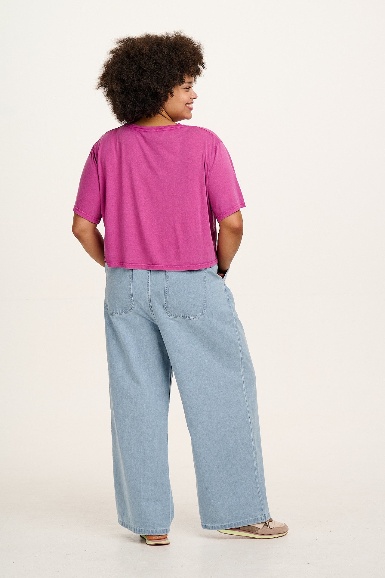 Zayla - Cropped Boxy Tee in Dahlia Pink - Image 4