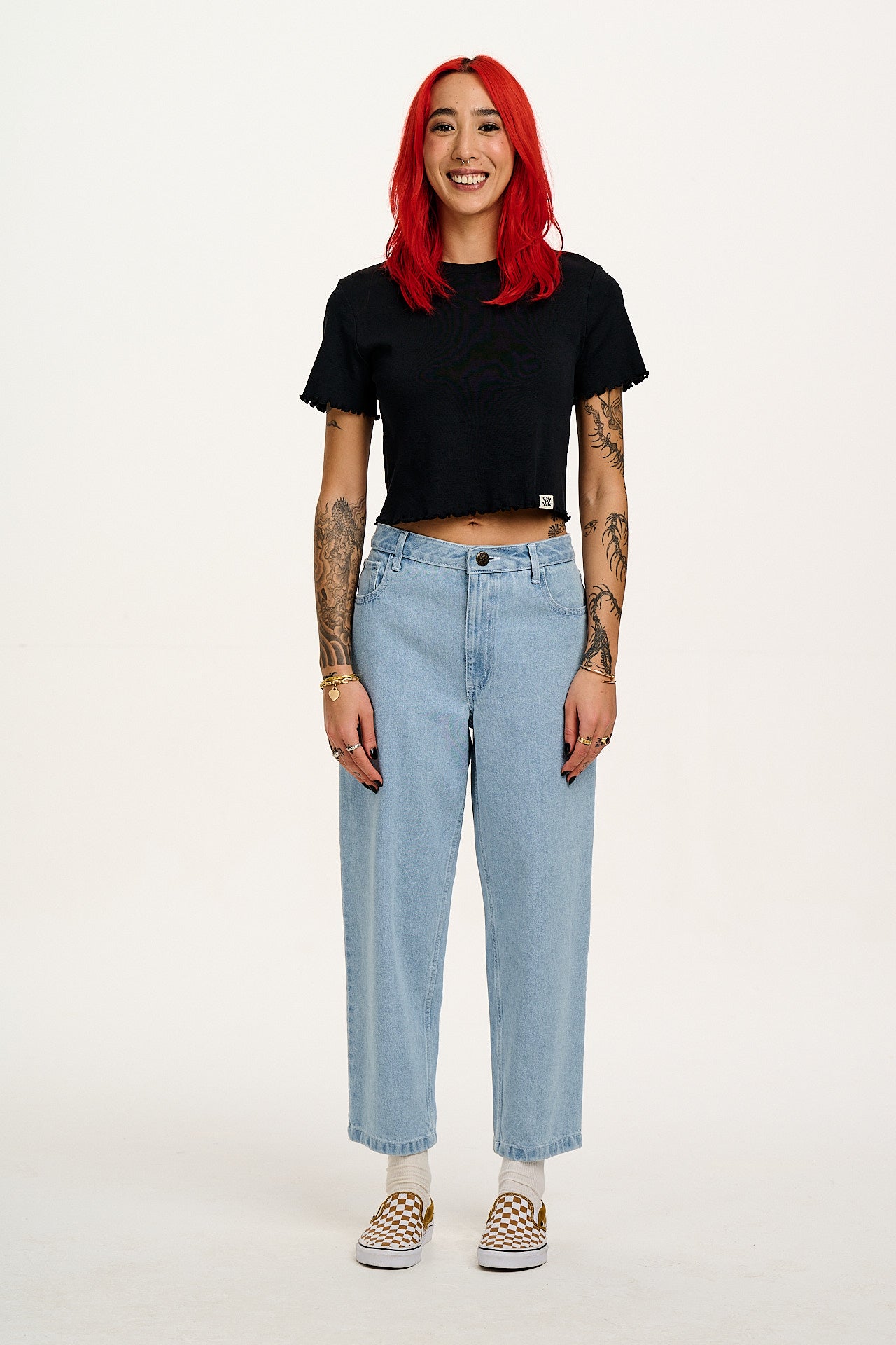 Greta - Cropped Cotton Top in Black - Image 5
