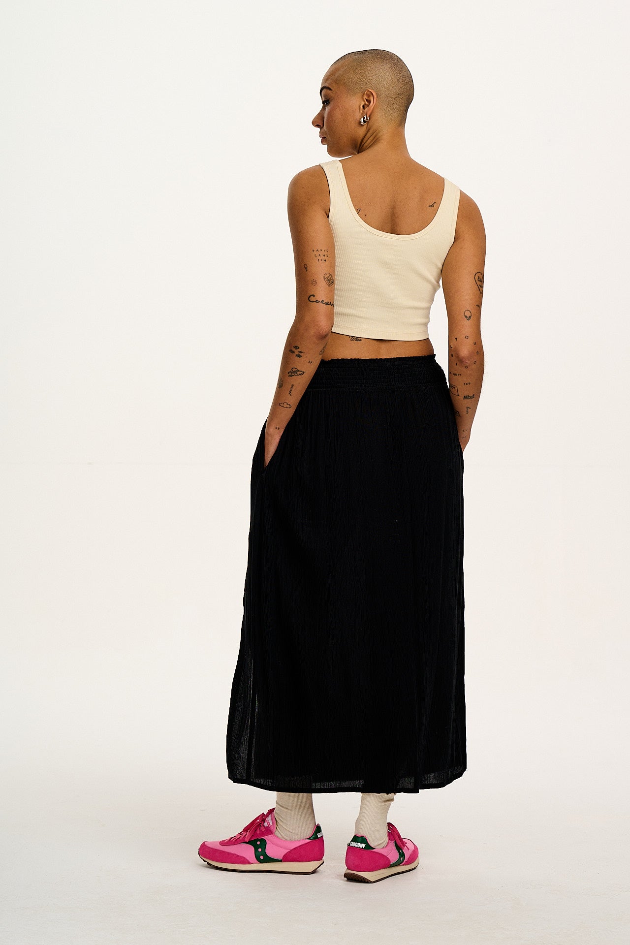 Poppy - Elasticated Waist Skirt in Black - Image 7