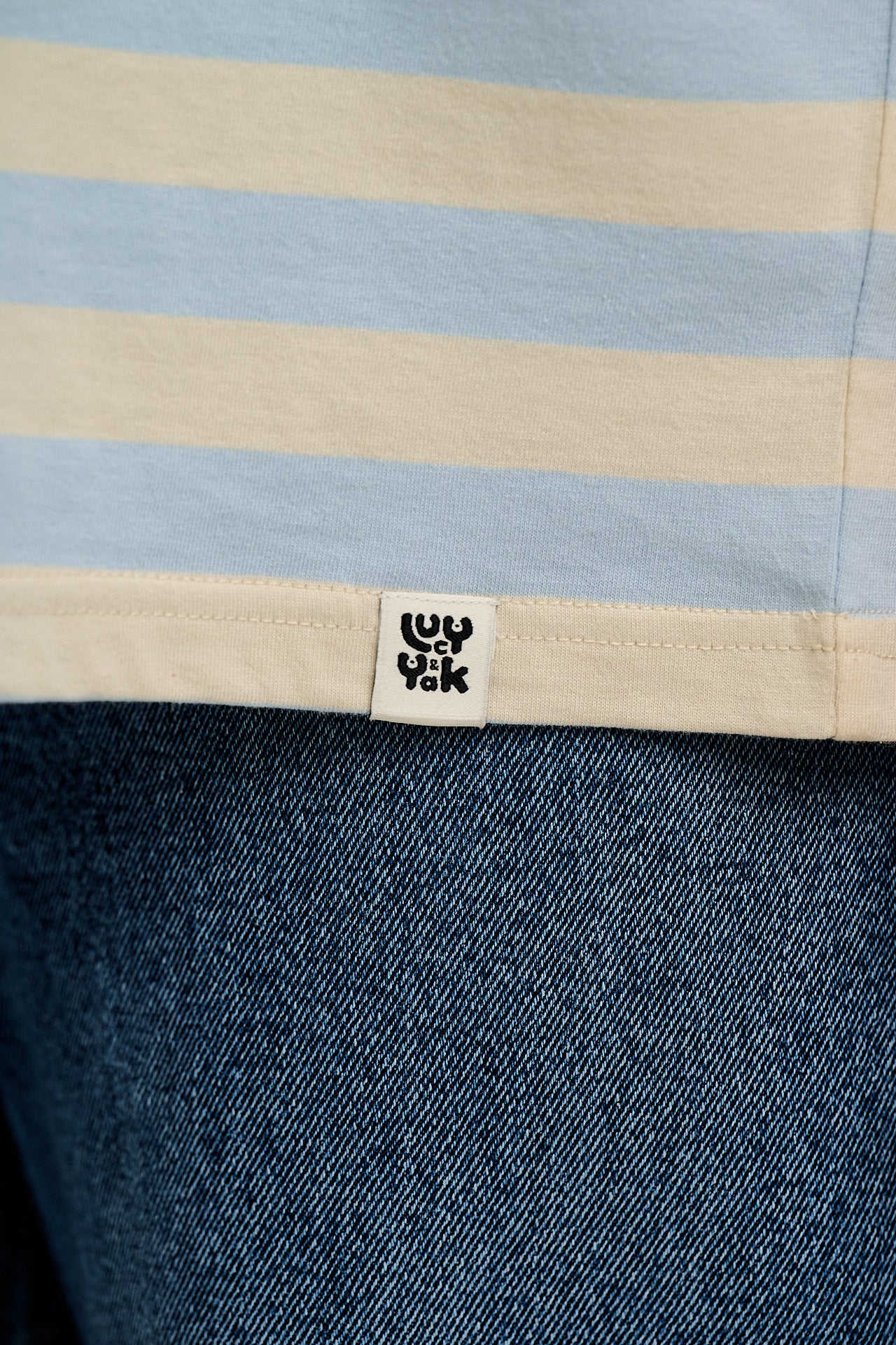 Benny - Oversized Cotton Tee in White & Blue Stripe - Image 6