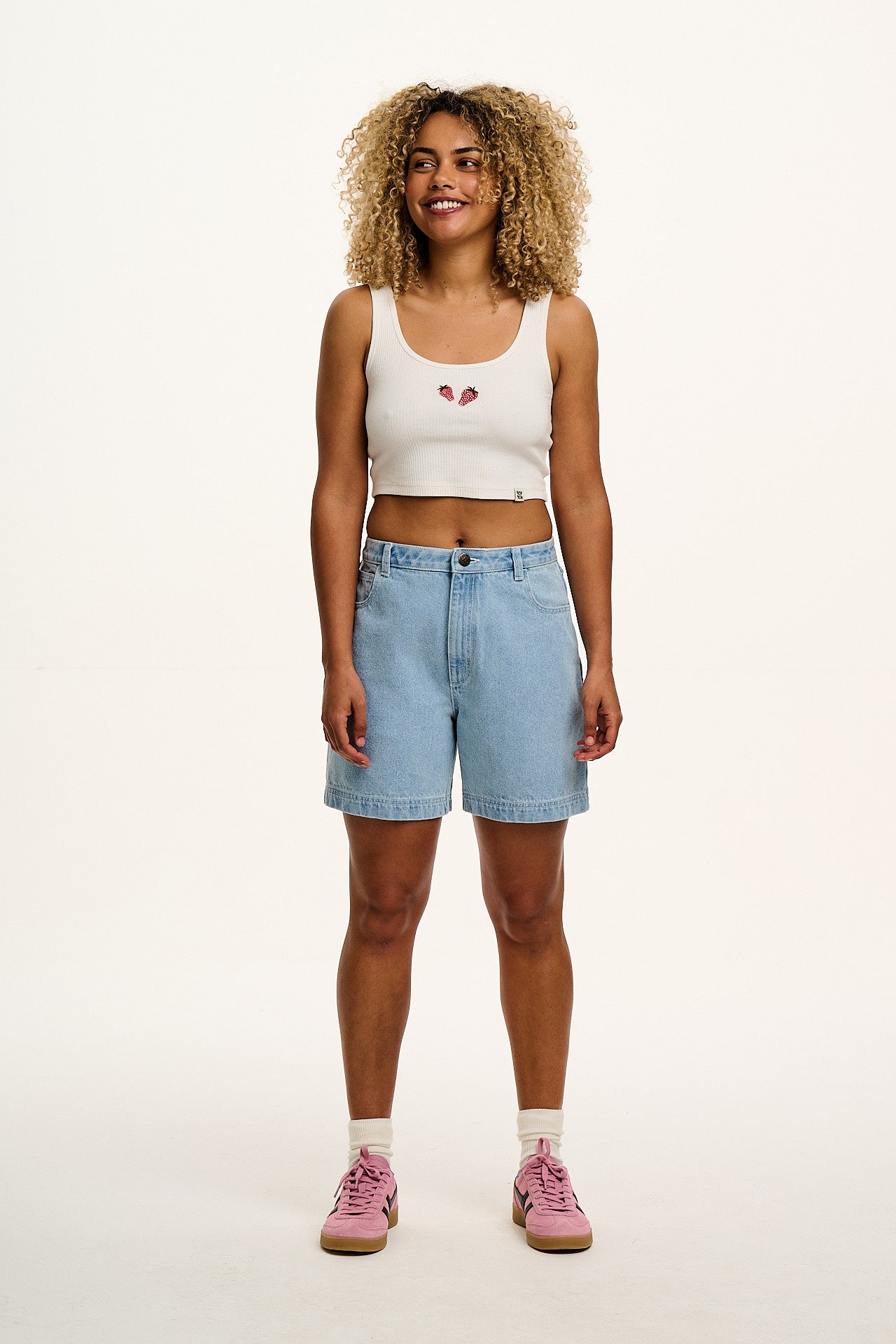 Josy - Vest Top in Ecru with Strawberry Embroidery - Image 6