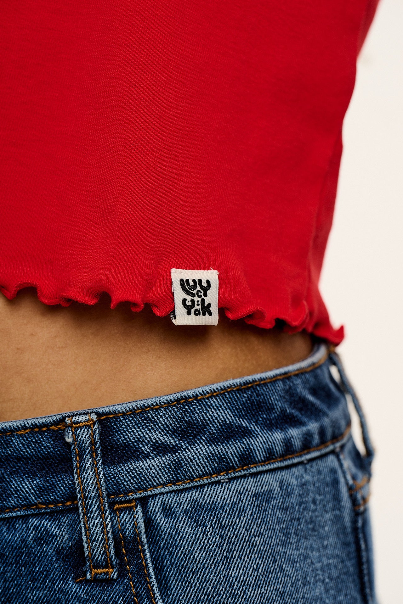 Greta - Cropped Cotton Top in Red - Image 2