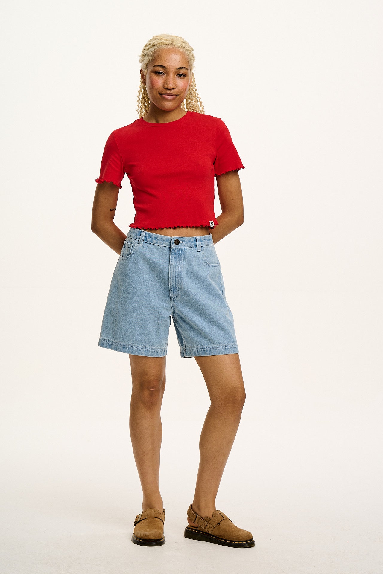 Greta - Cropped Cotton Top in Red - Image 6
