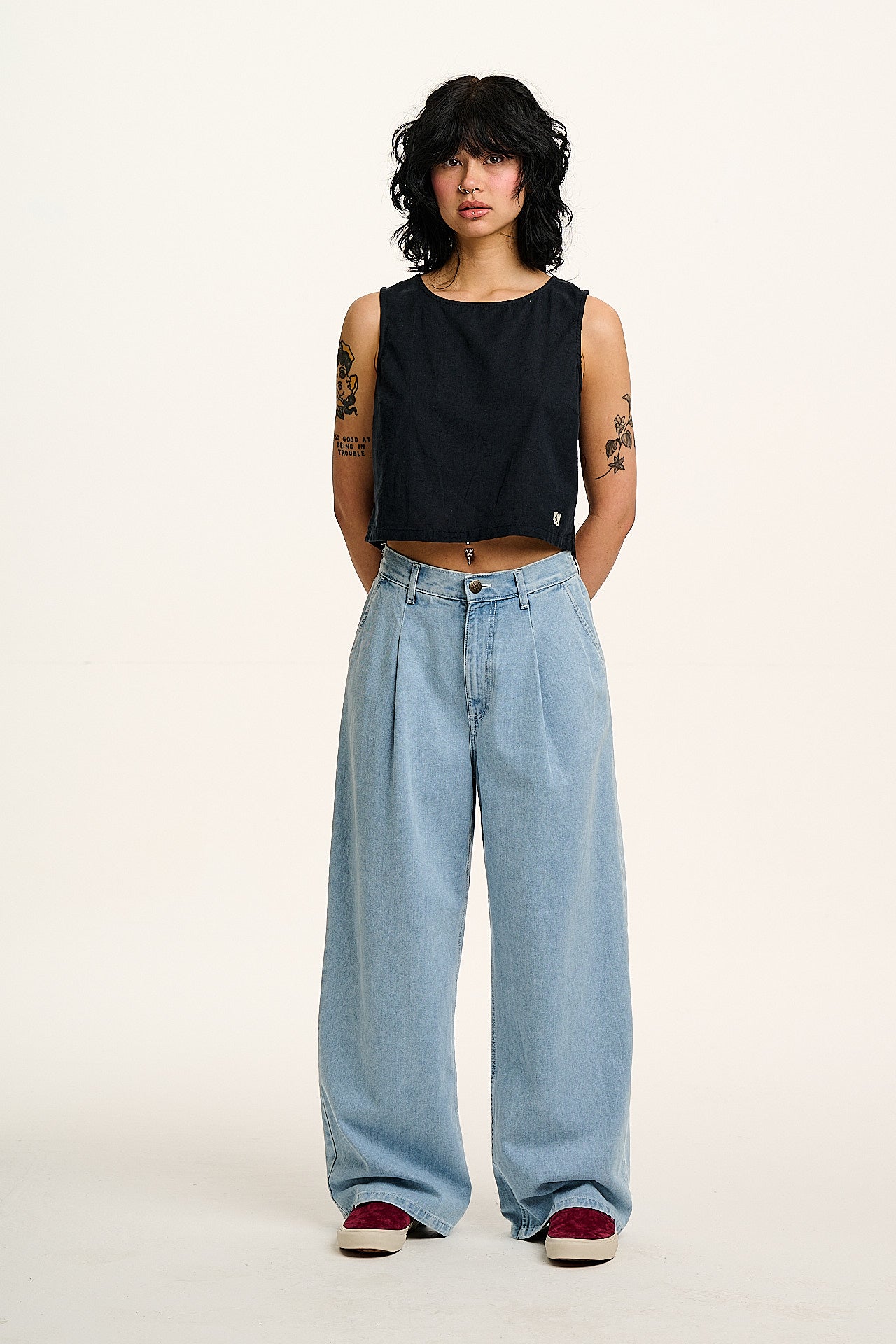 Arden - Cotton & Linen Shell Top in Black - Image 14