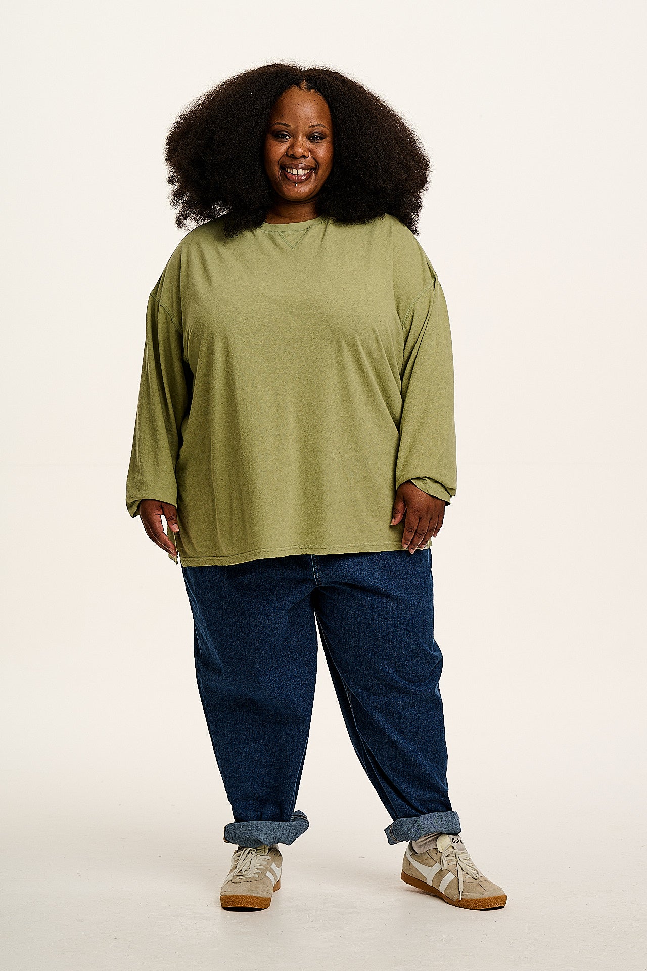 Murat - Long Sleeve Lightweight Cotton & Hemp Tee in Sage Green - Image 3