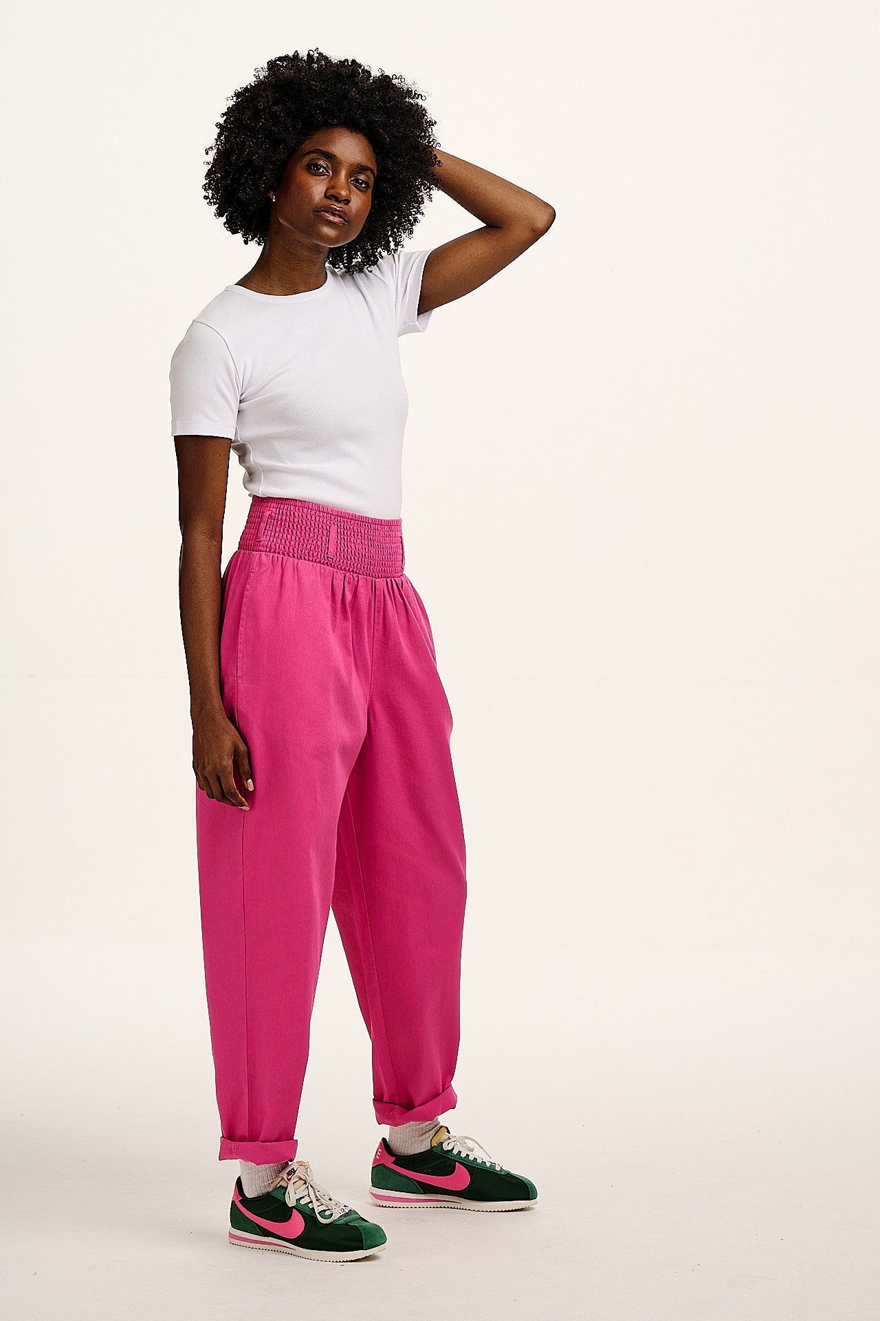 Alexa - Cotton Trousers in Mulberry Pink - Image 7