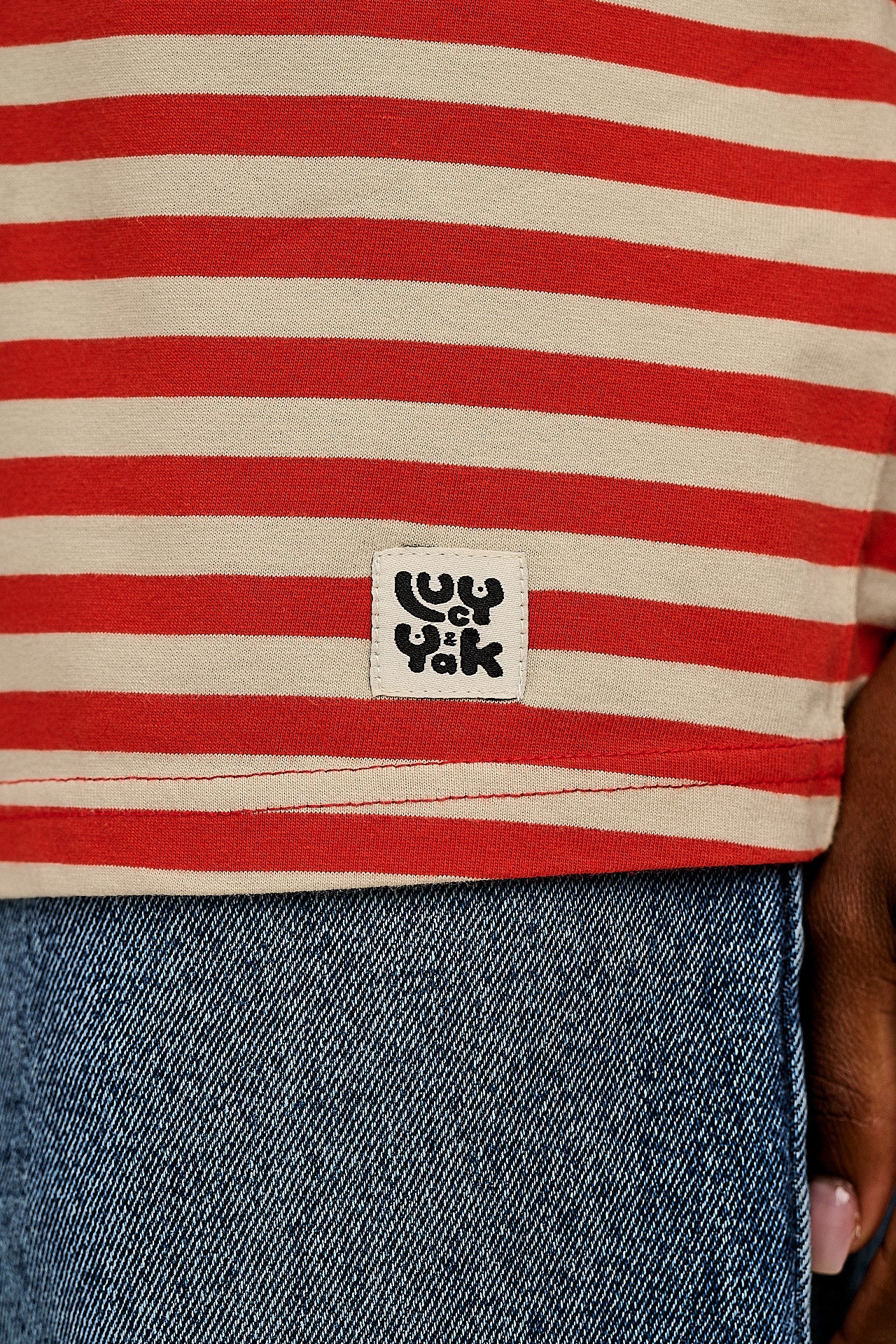 Benny - Oversized Cotton Tee in Red Stripe - Image 8