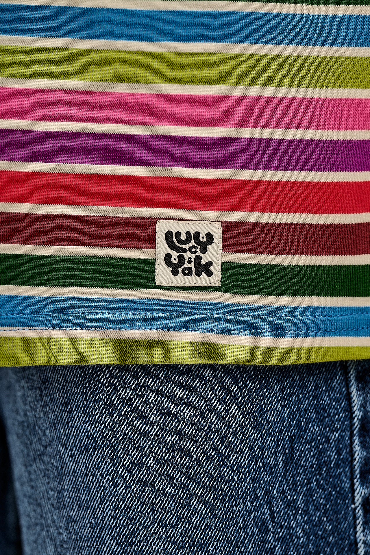 Benny - Oversized Cotton Tee in Rainbow Stripe - Image 5