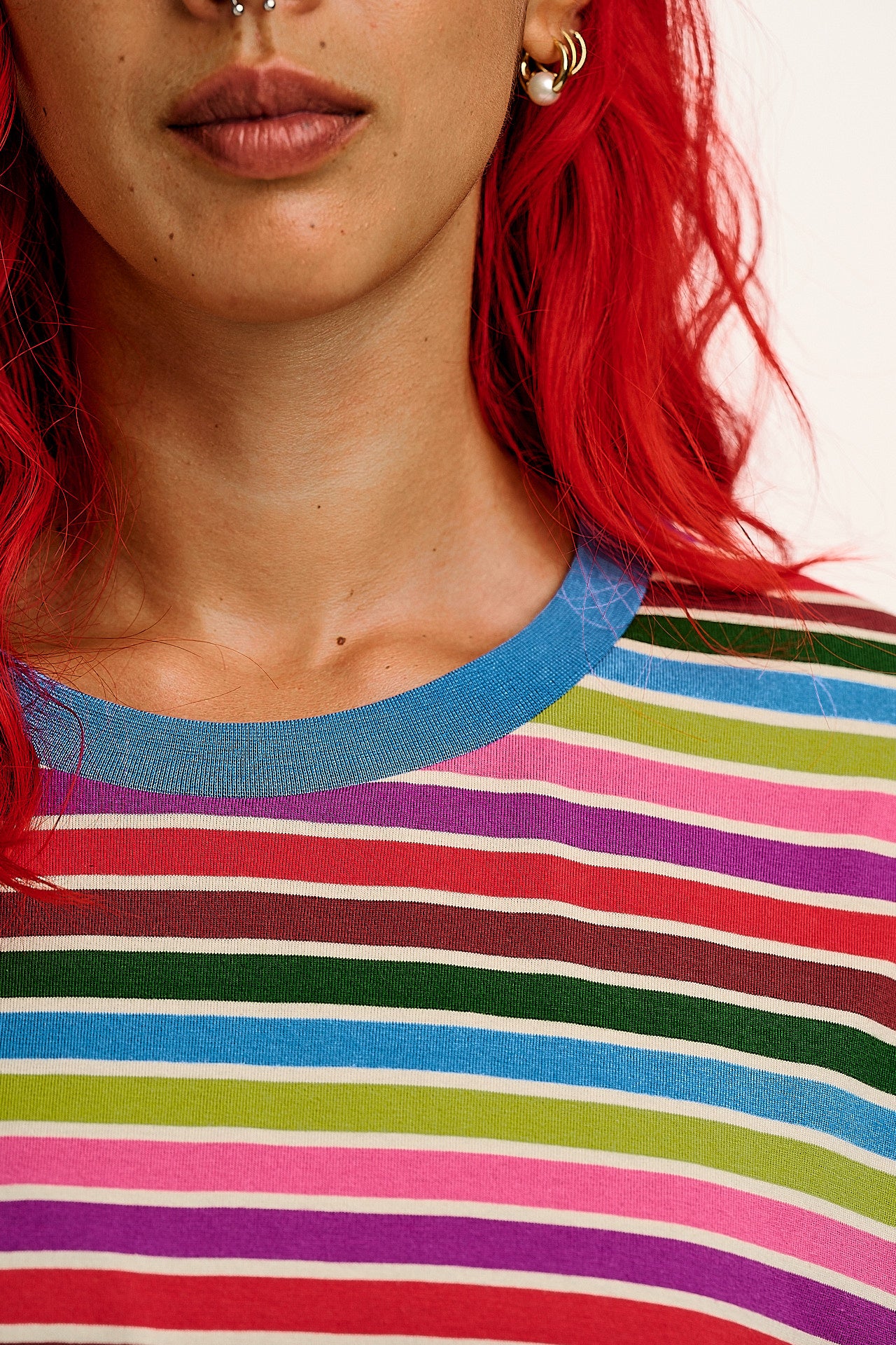 Benny - Oversized Cotton Tee in Rainbow Stripe - Image 2