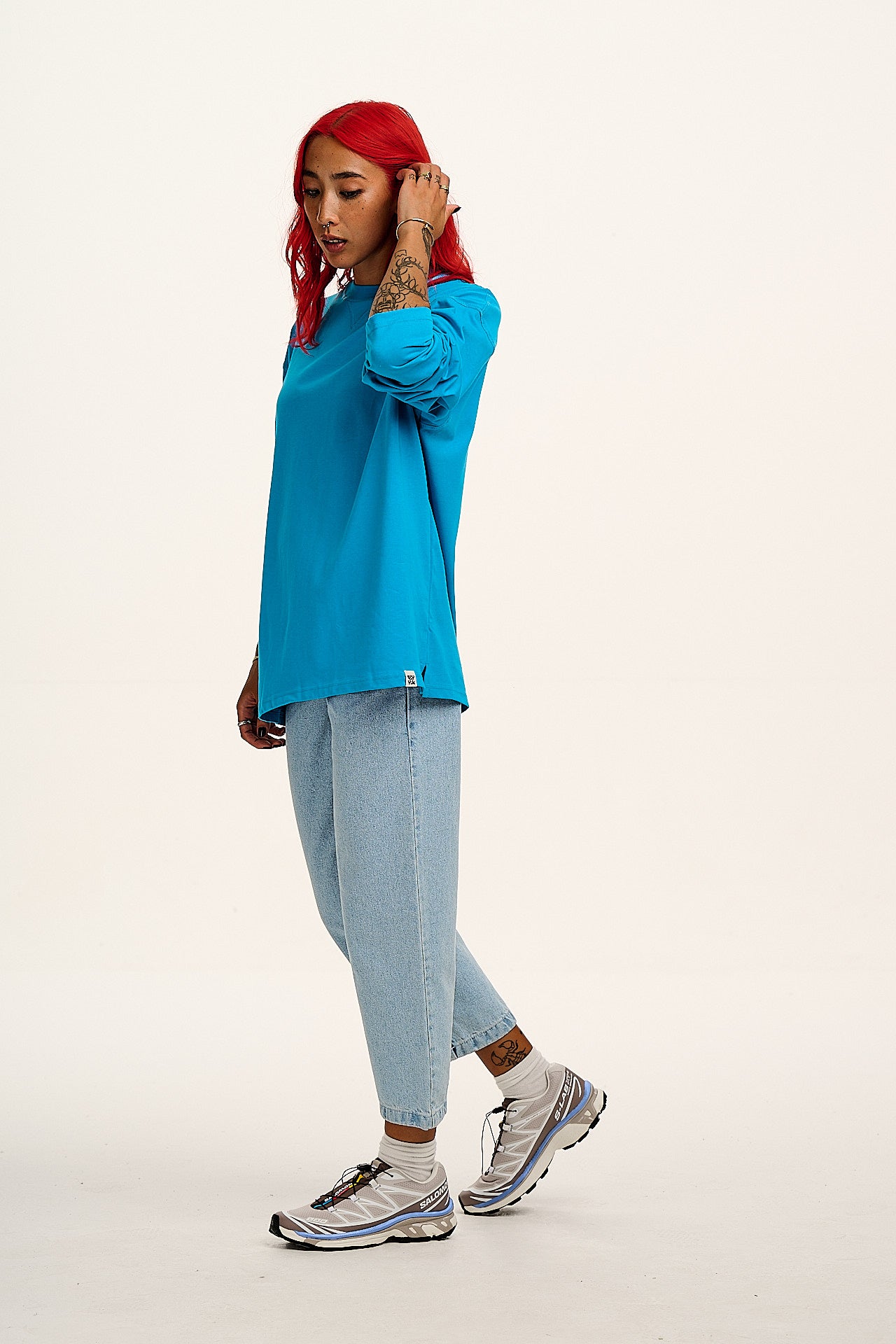 Murat - Cotton Long Sleeve Lightweight Cotton & Hemp Tee in Hawaiian Blue