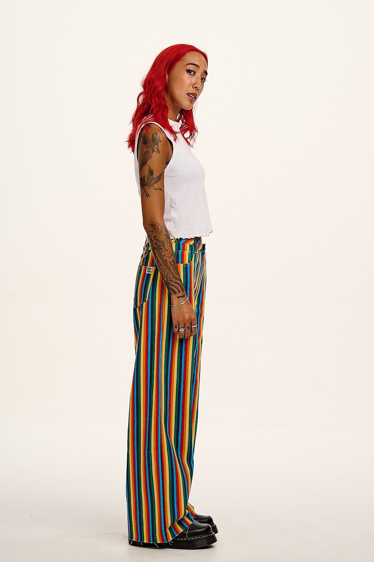 Carter - High Waisted Jeans in Rainbow Print - Image 5