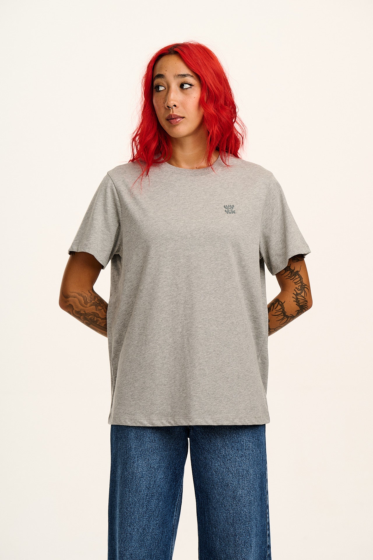 Denver - Cotton Tee in Grey Marl - Image 8