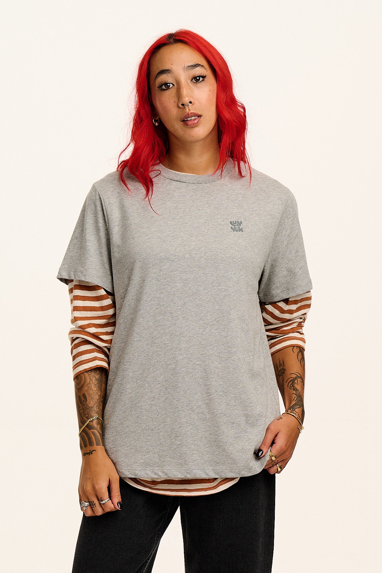 Denver - Cotton Tee in Grey Marl - Image 4