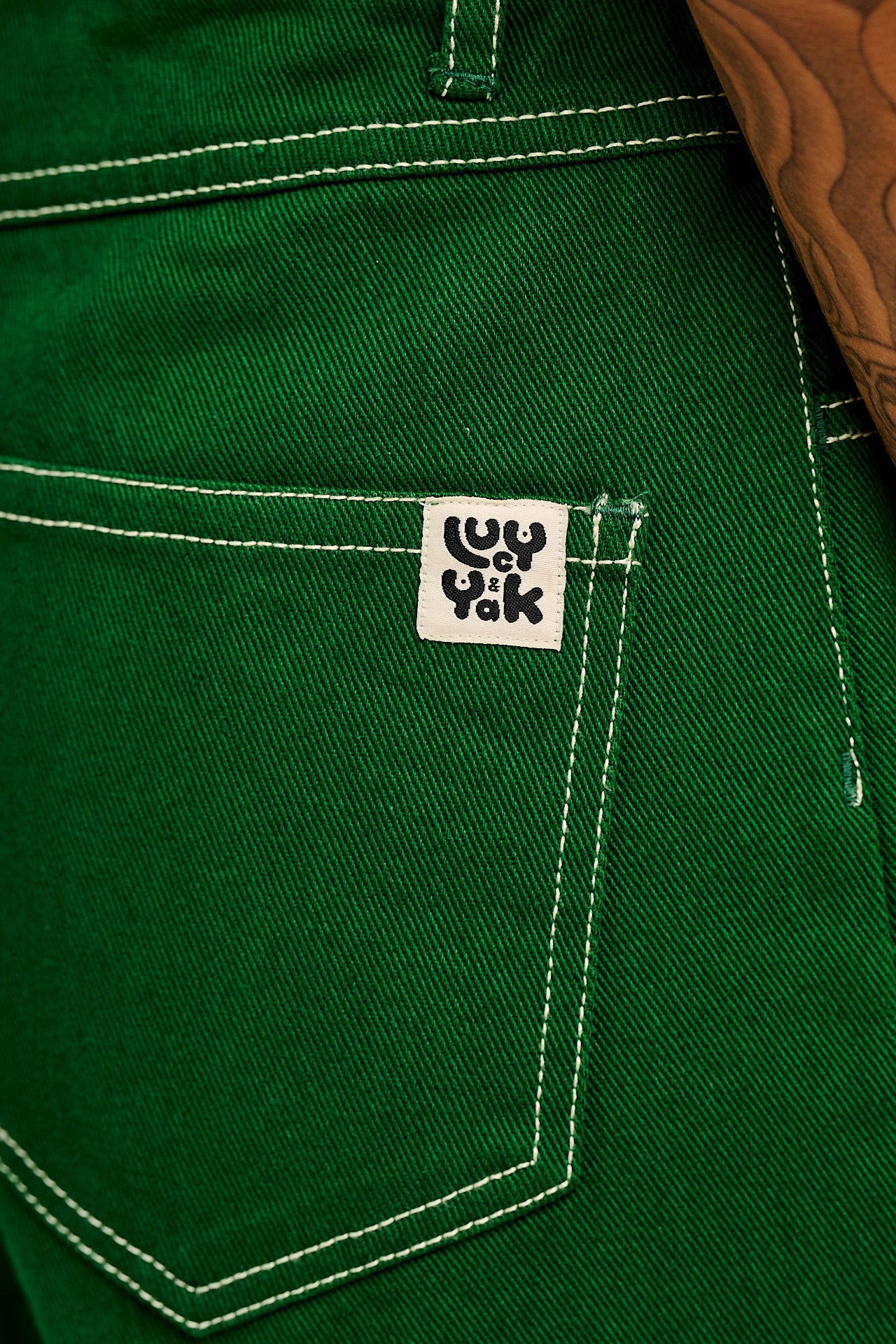 Carter - High Waisted Jeans in Green Contrast Stitch - Image 5