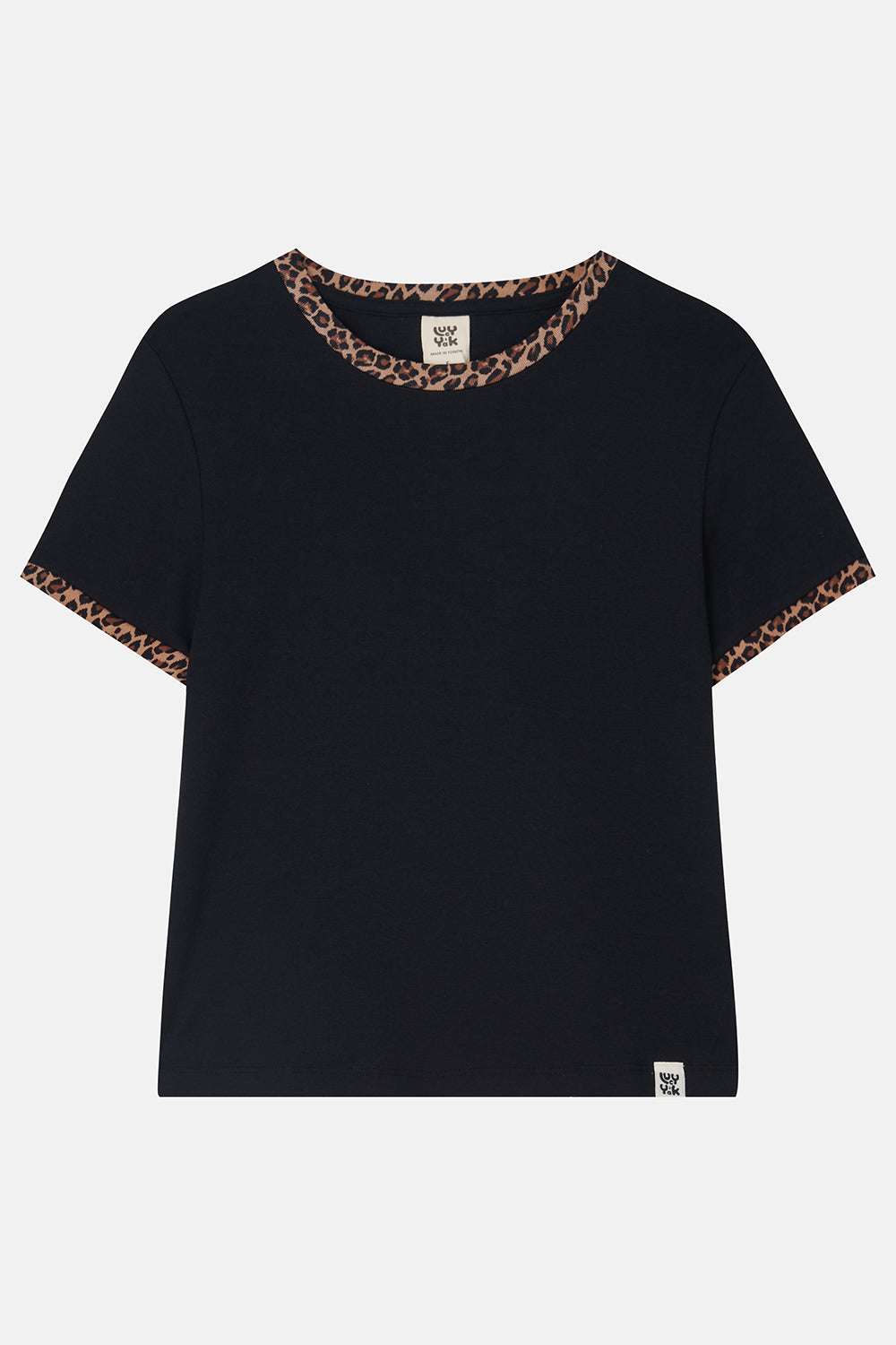 Maya - Cotton Tee in Black Leopard Print - Image 2