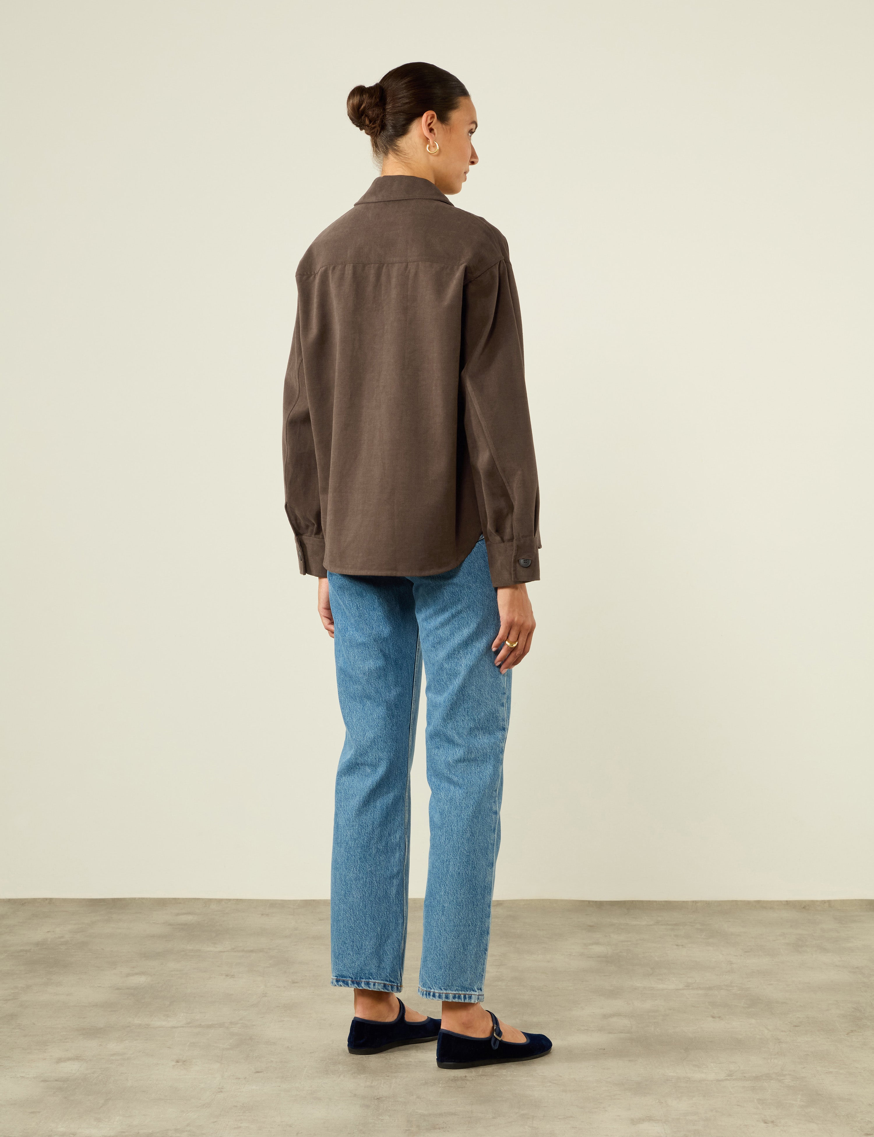 Stow Overshirt: Brushed Twill, Mocha - Image 7