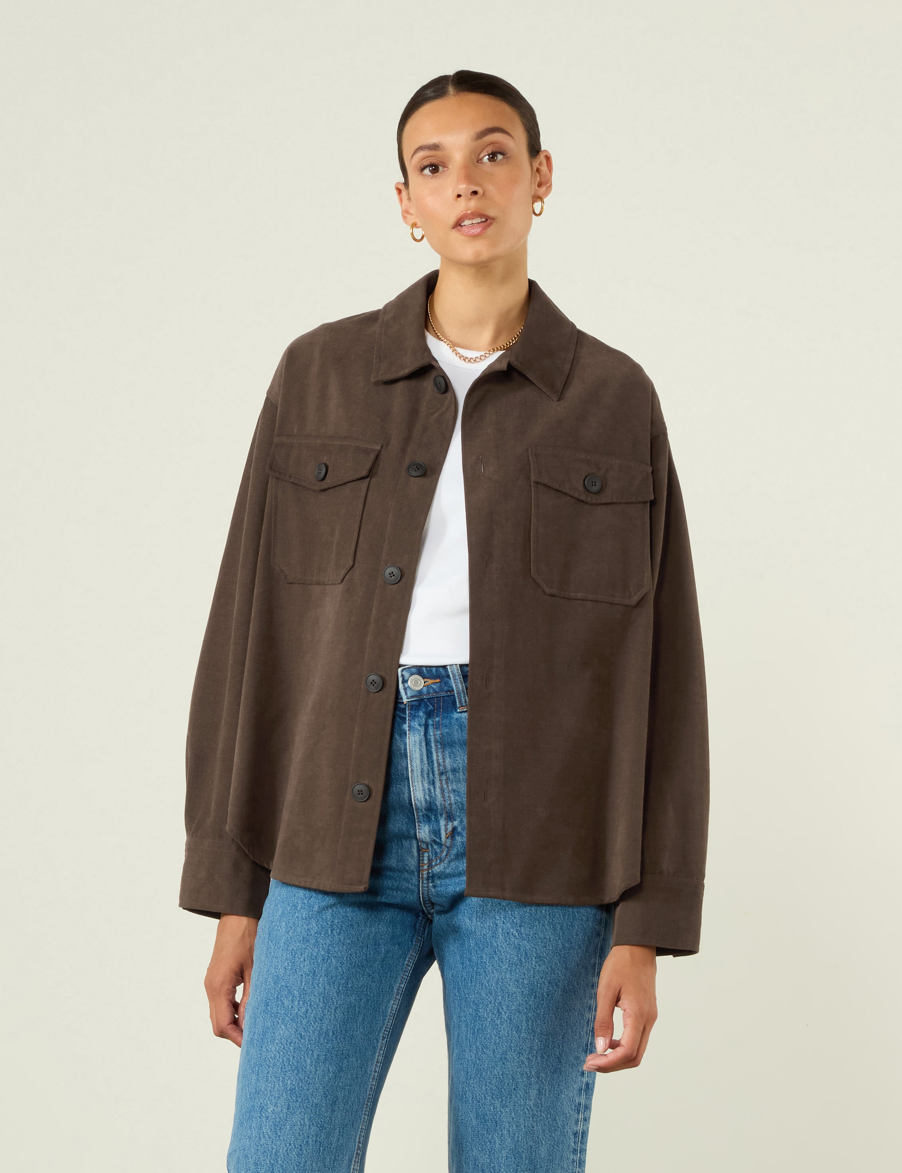 Stow Overshirt: Brushed Twill, Mocha - Image 2