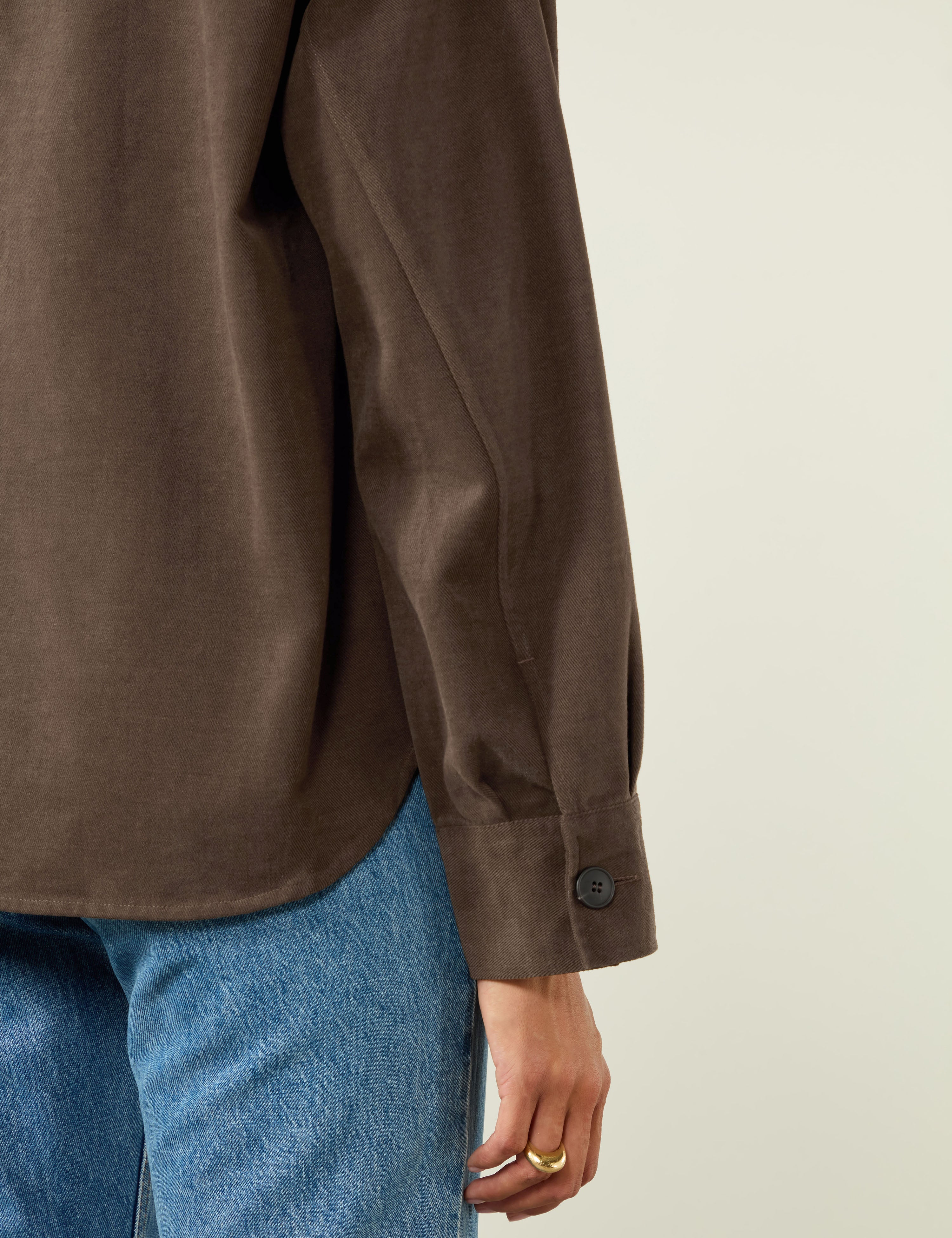 Stow Overshirt: Brushed Twill, Mocha - Image 5