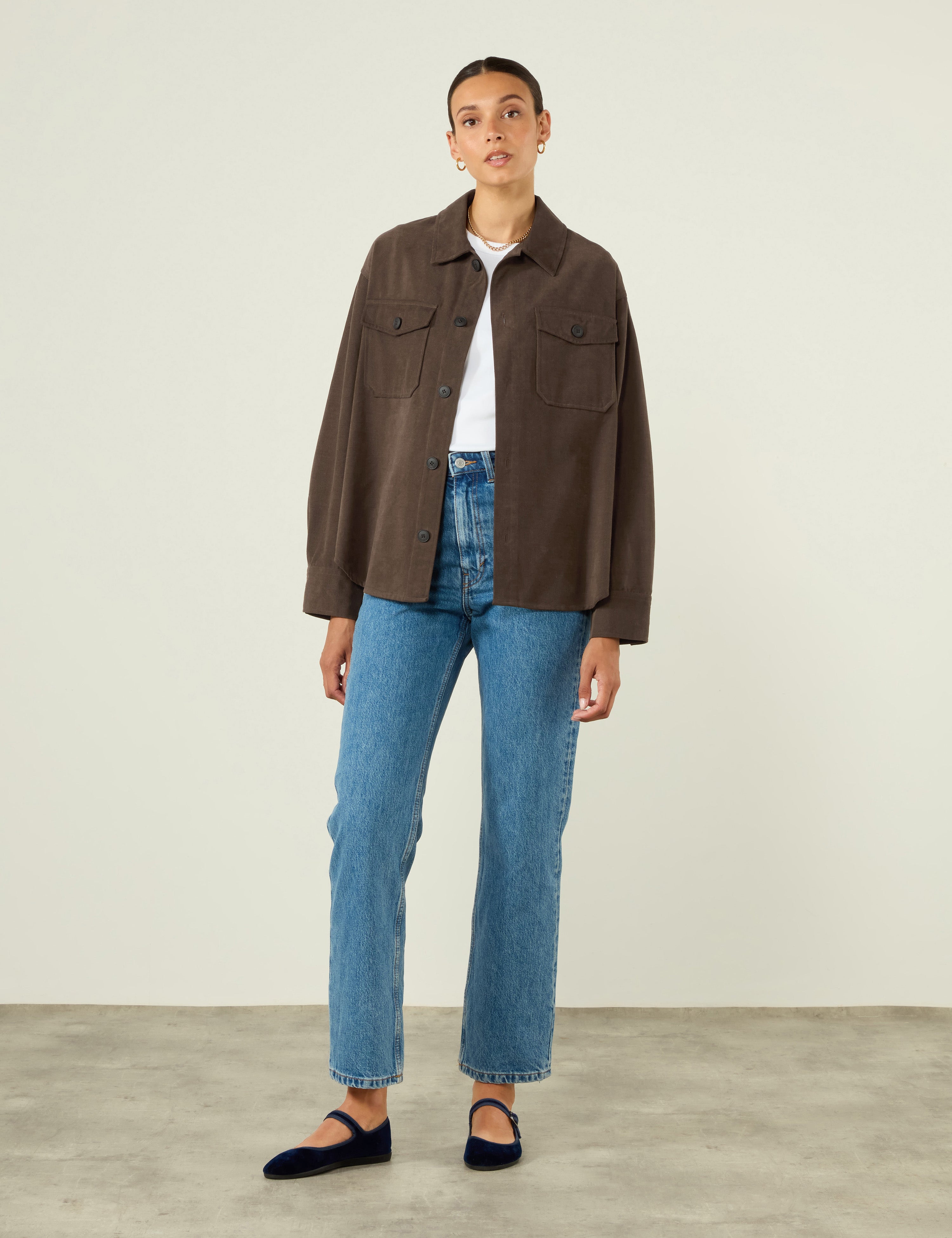 Stow Overshirt: Brushed Twill, Mocha - Image 4
